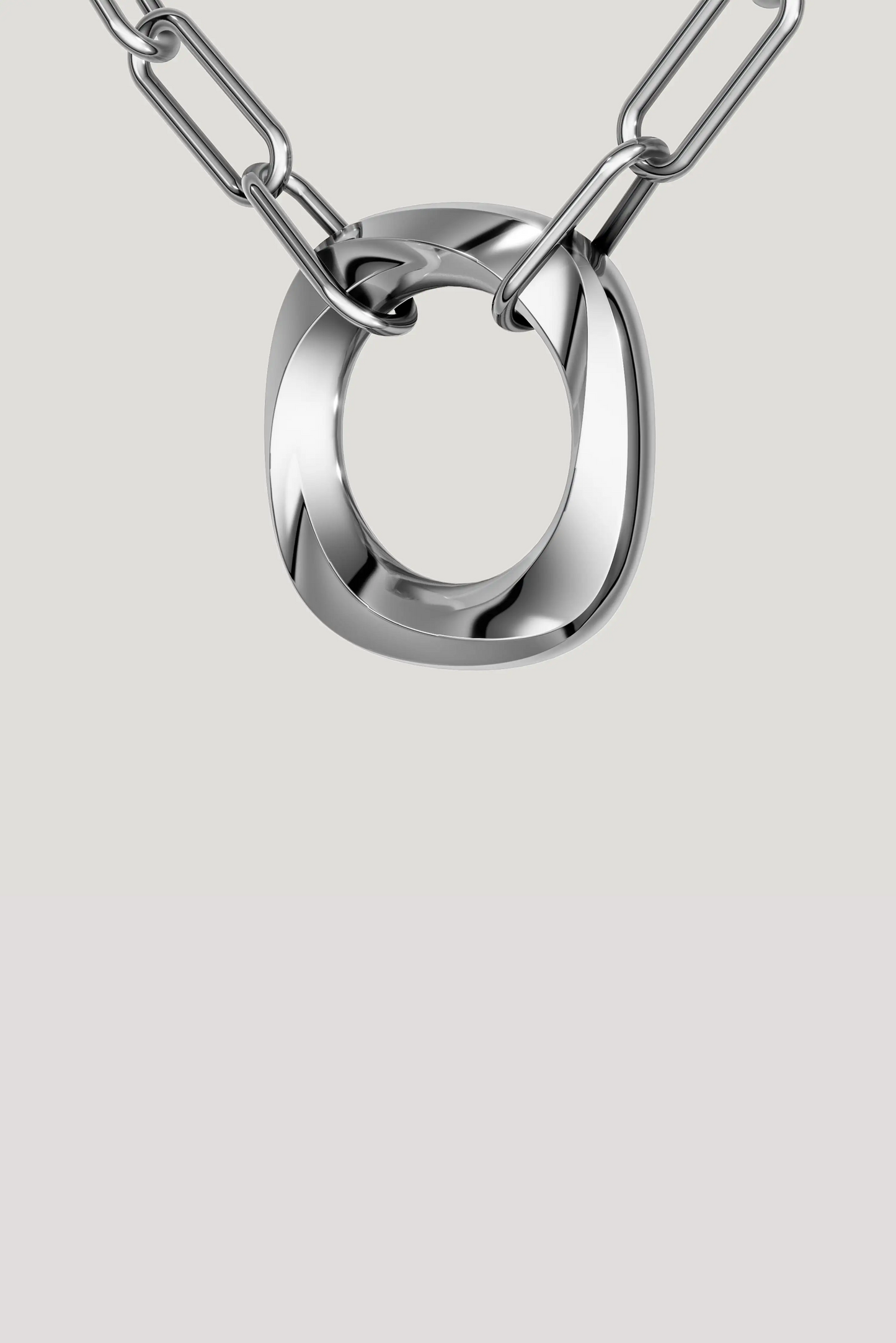 Squircle Pendant With Paperclip Chain In Sterling Silver