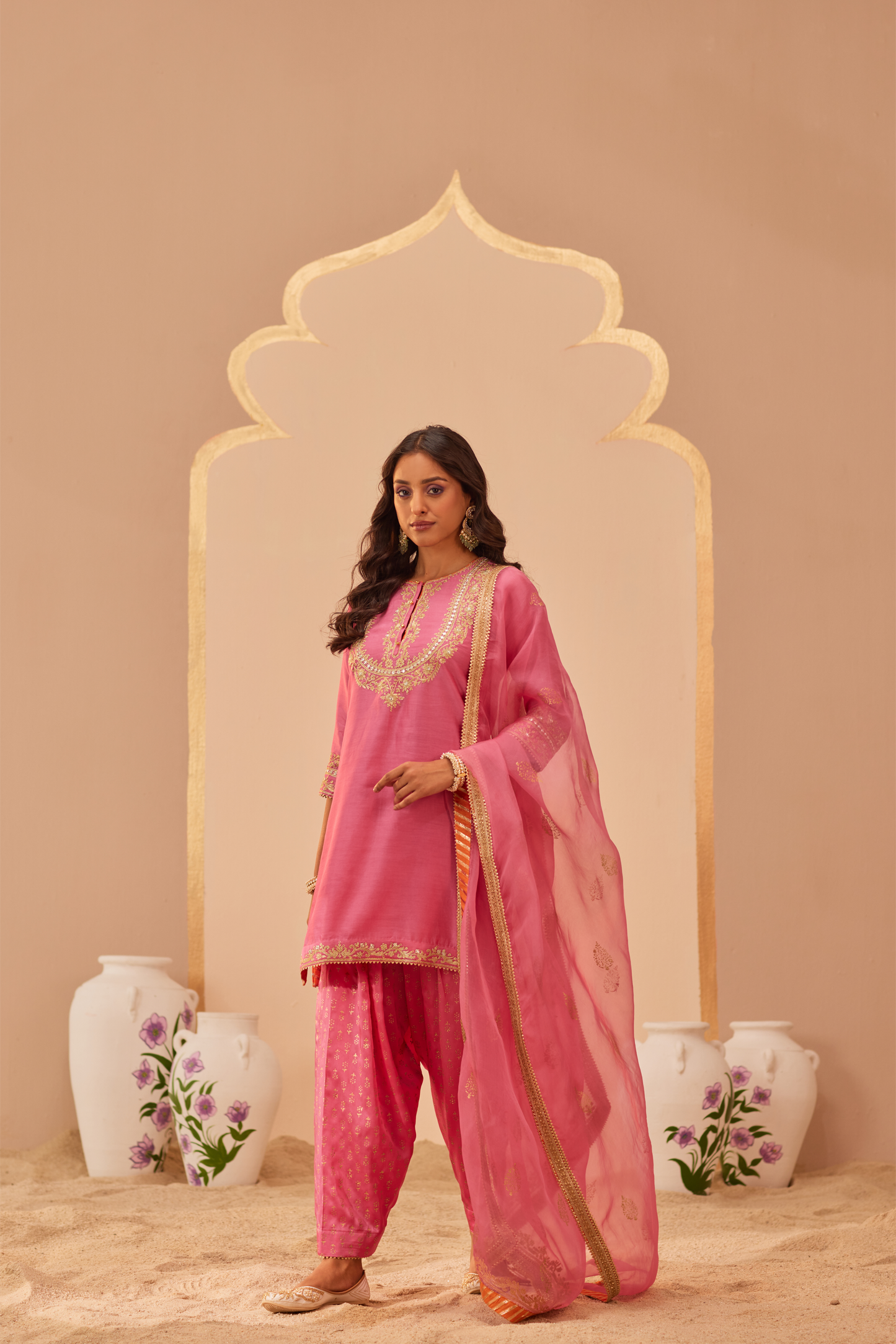 Nafisah Kurta Salwar Set - Flamingo Pink