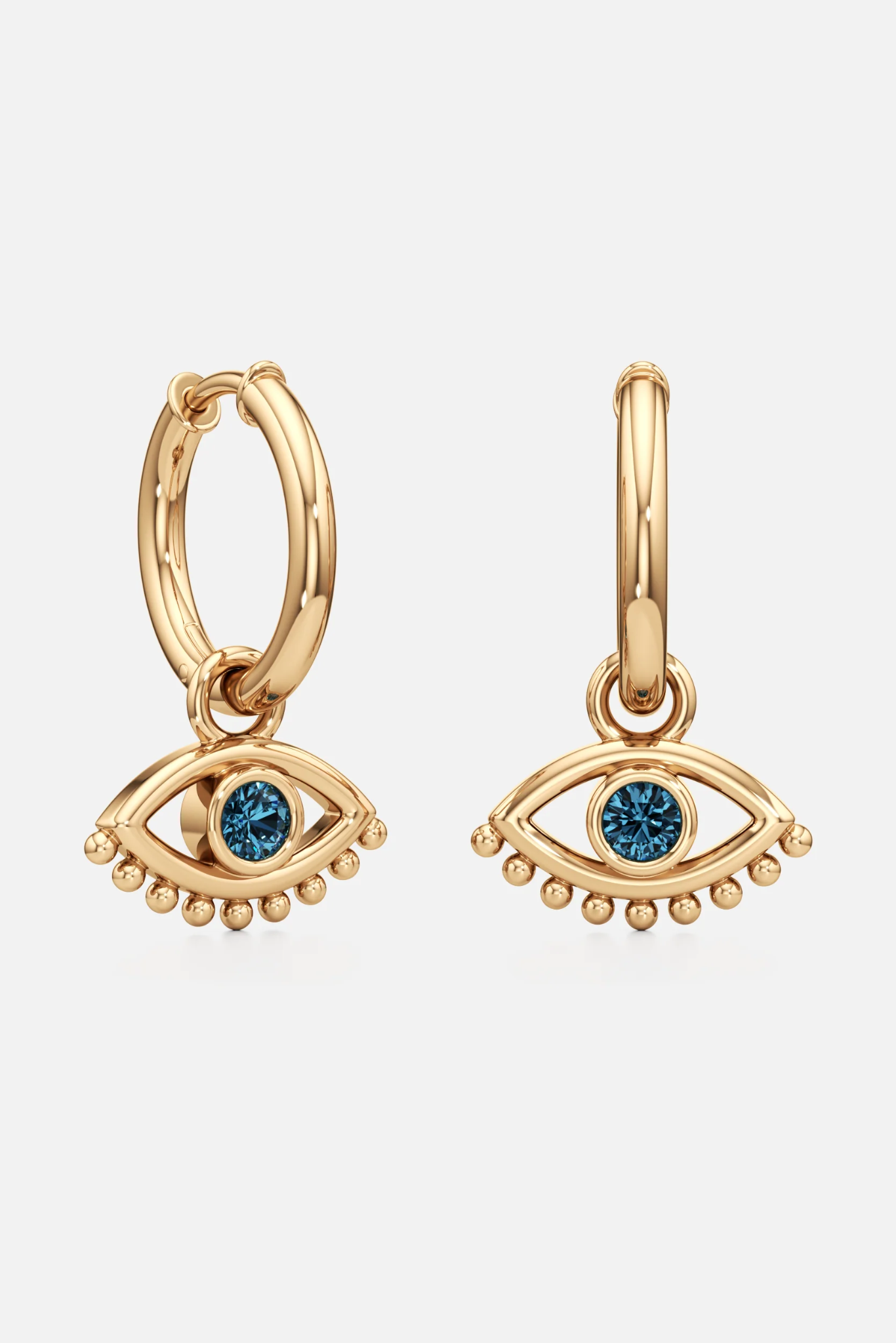 Azure Evil Eye Hoop Earrings