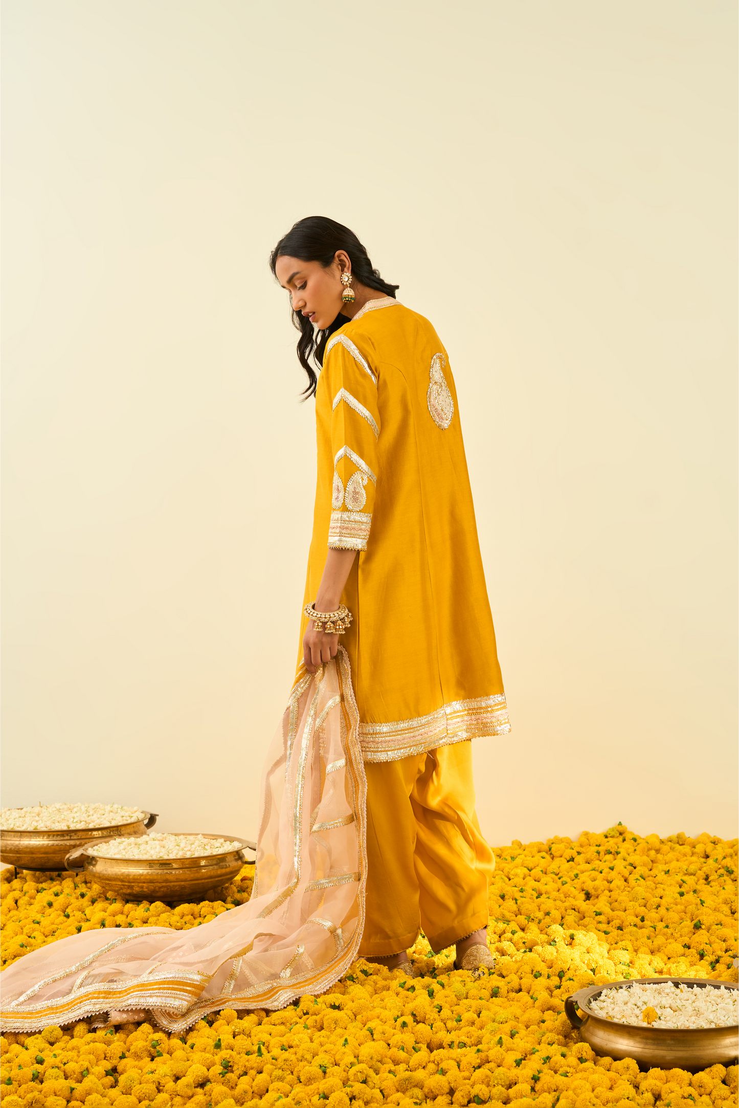 Sadiyah Kurta with Salwar and Dupatta - Glaze Mustard