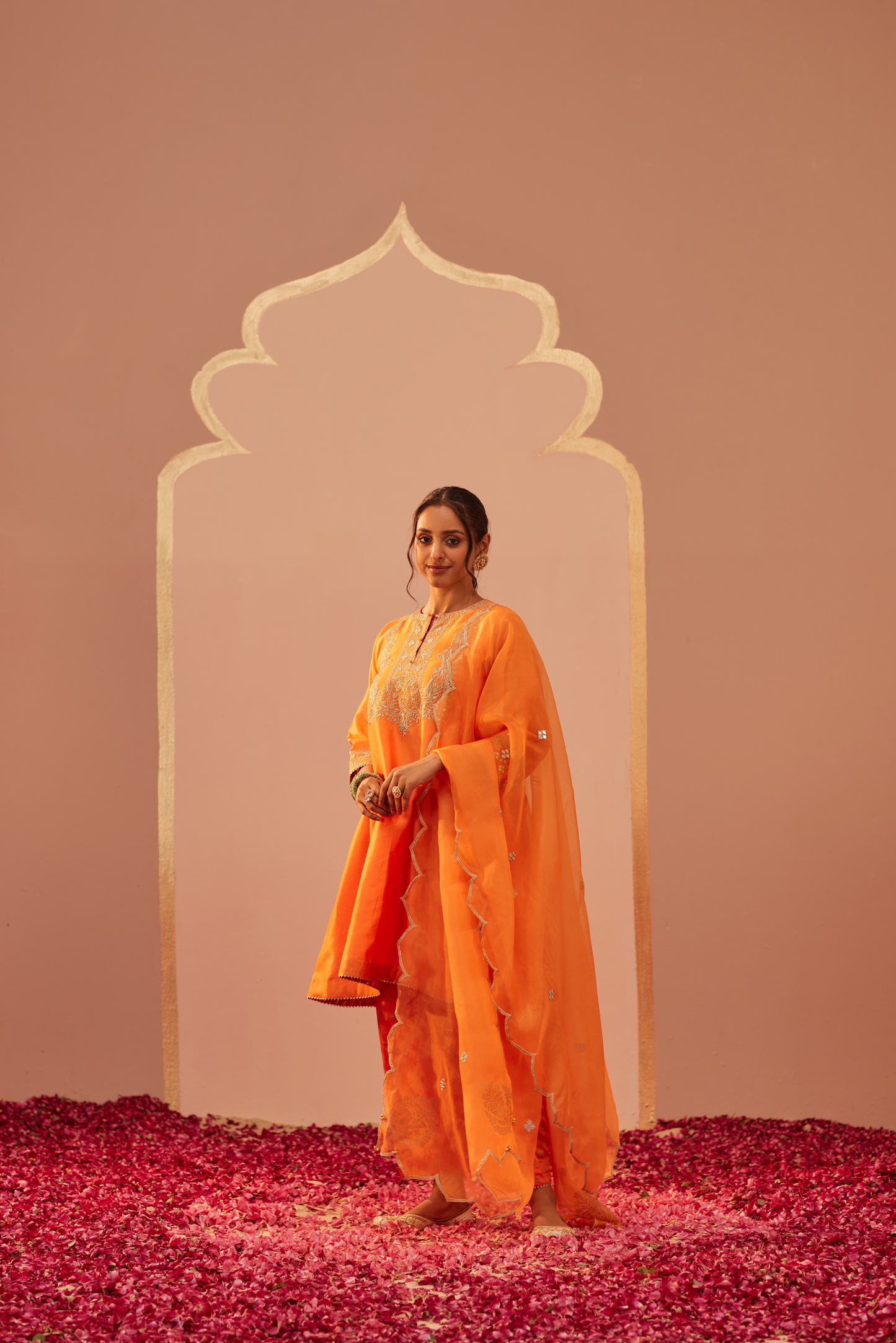 Aymra Kurta Set - Tangerine Orange