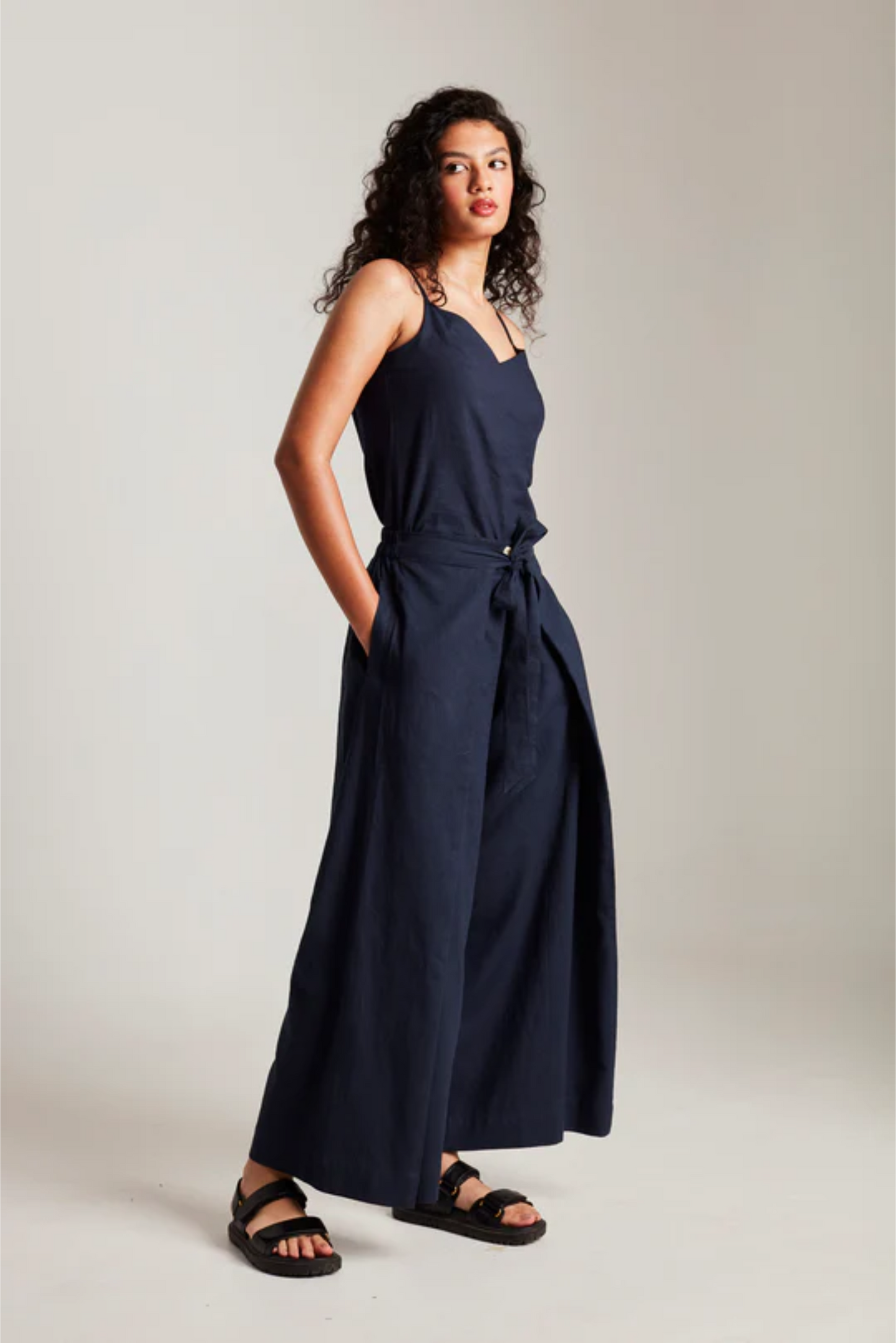 Navy Co-Linen Camisole Top & Wrap Pants