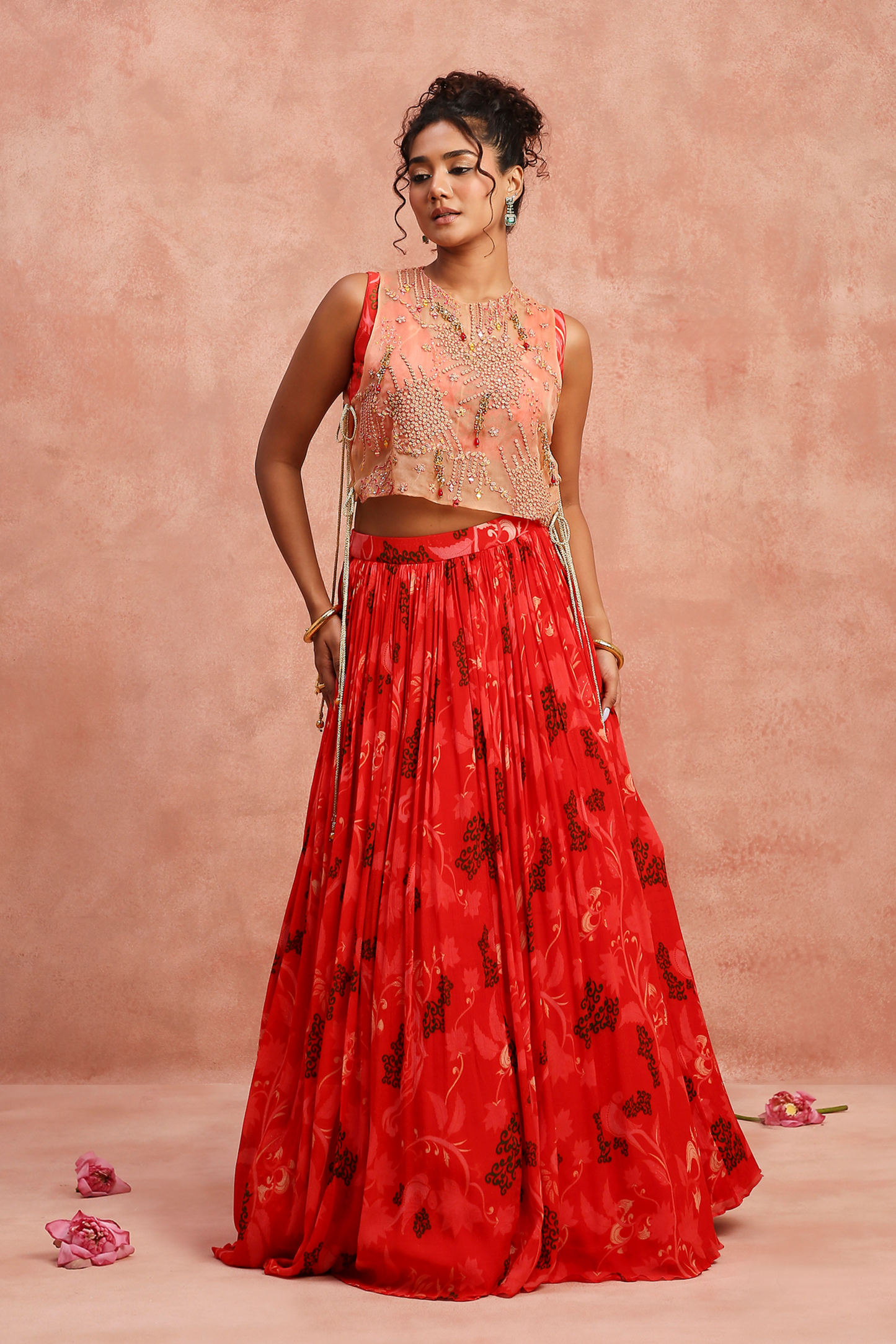 Red Lehenga with Bib