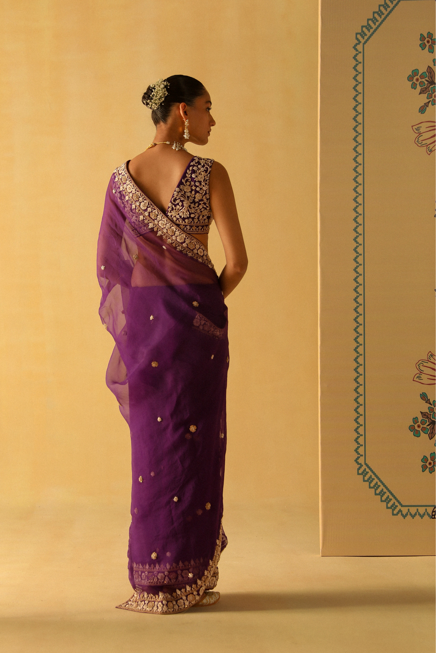 Hannah - Deep Purple Saree Set