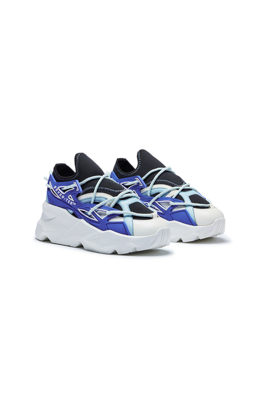 743 Hydra Blue & White Chunky Sneakers