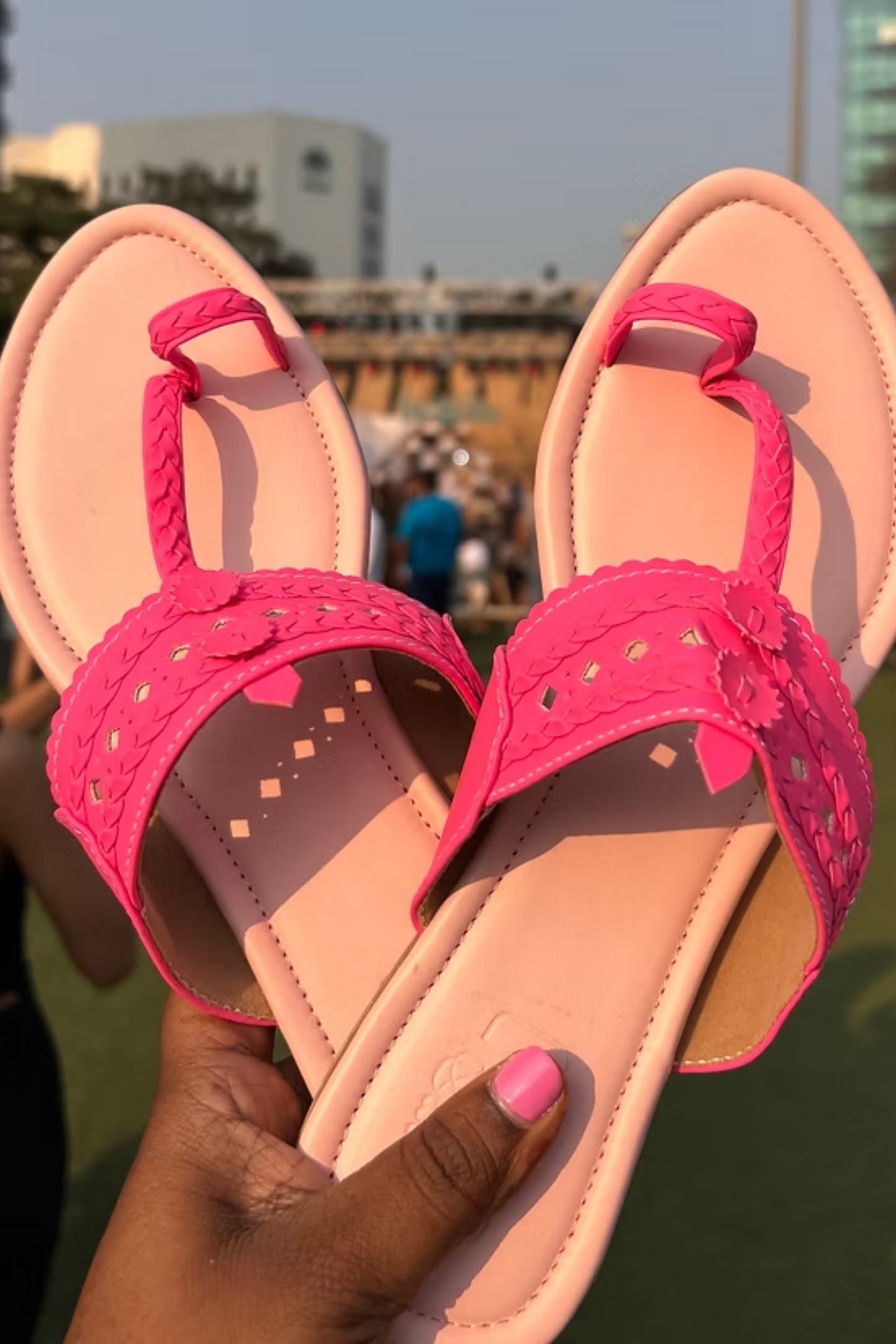 Light Pink Neon Pink Flats
