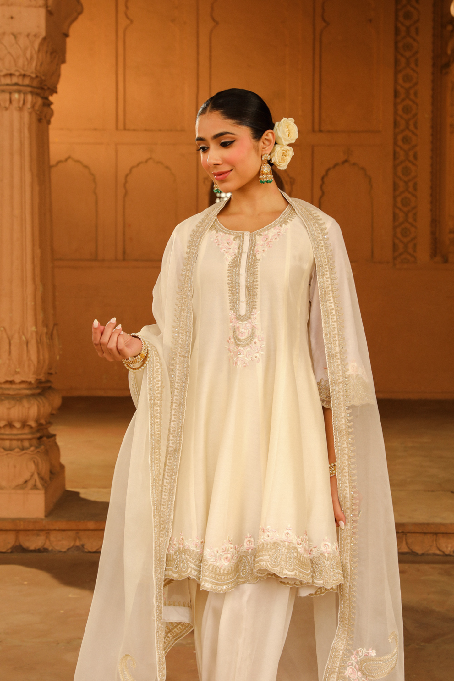 Faria Short Anarkali with salwar and dupatta - Daisy Ivory