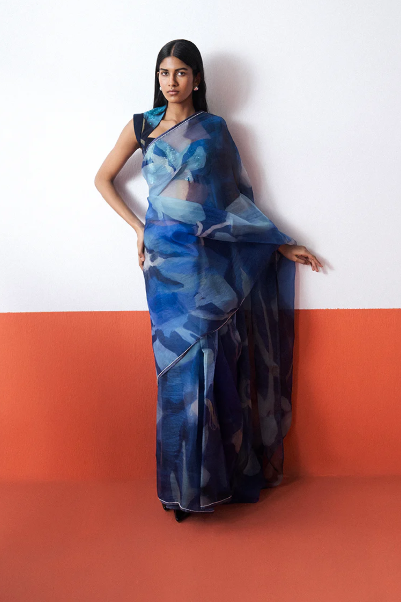 BLUE LAGOON ORGANZA SAREE