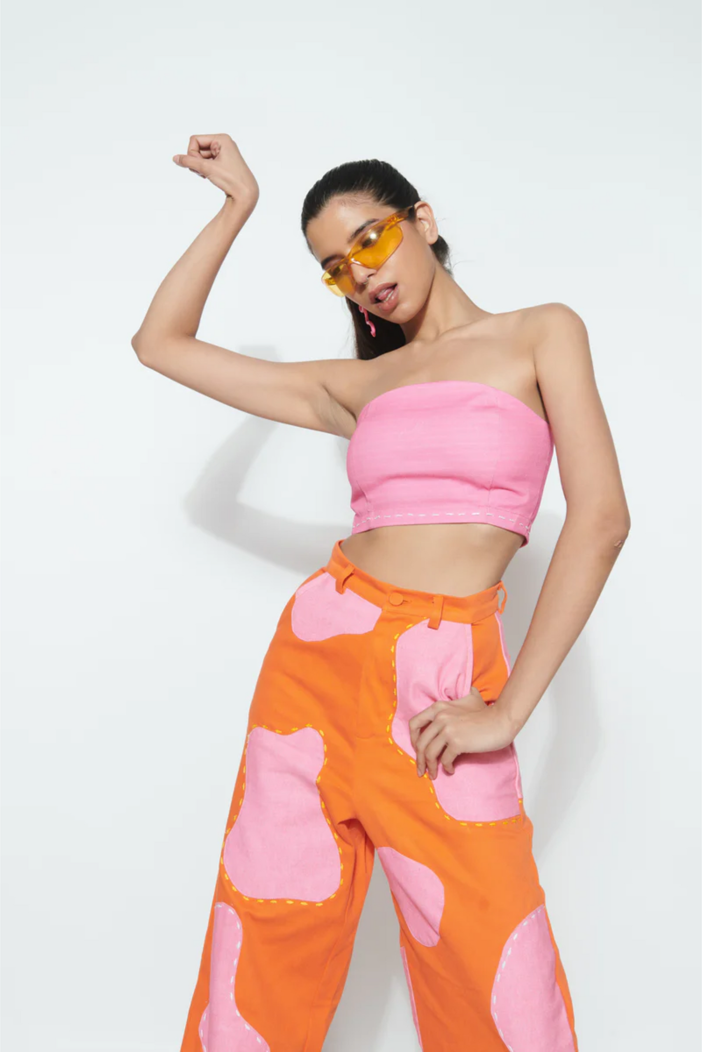 COTTON CANDY CROP TOP AND SPOTTED IN PINK PANTS CO-ORD SET