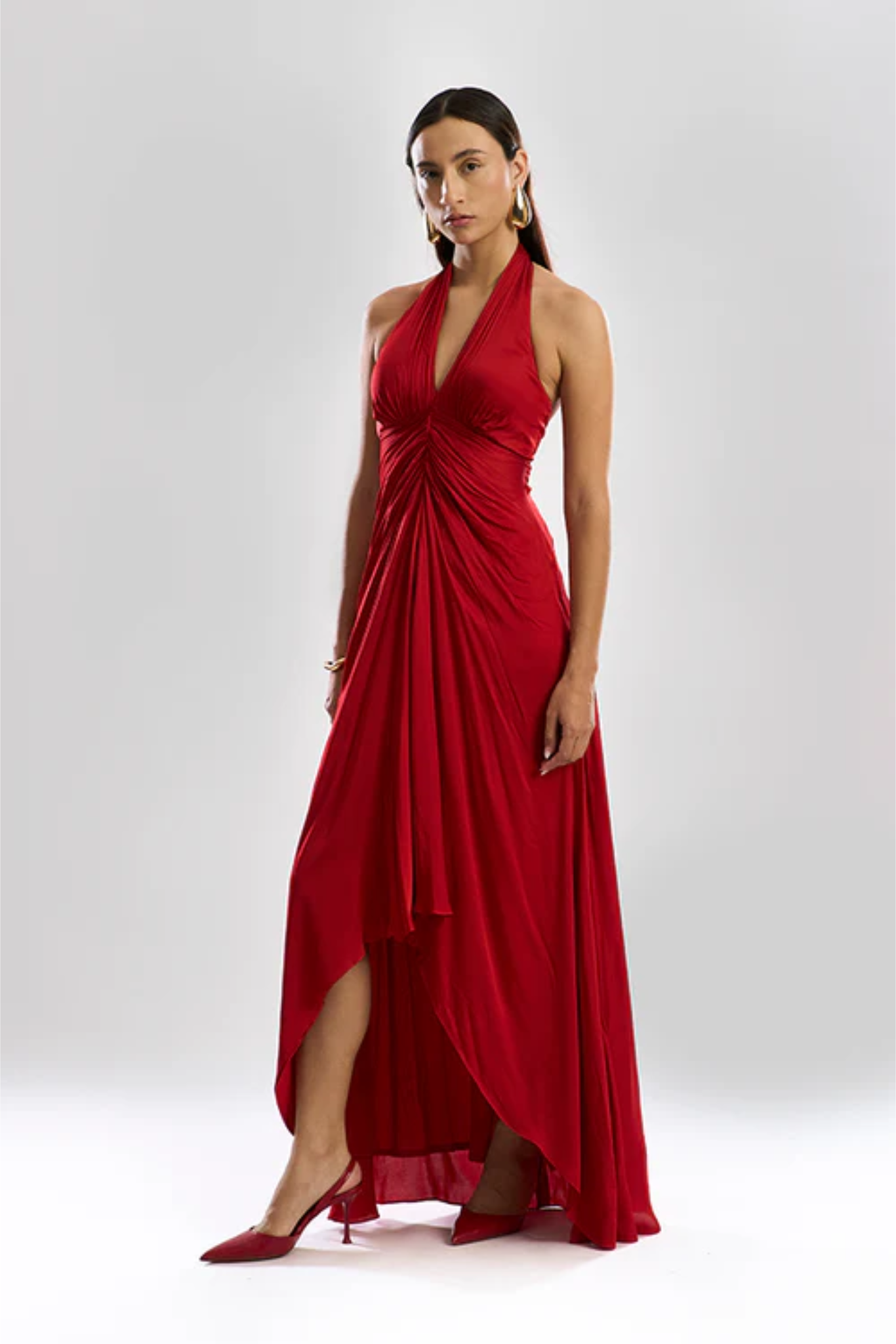 Desire Halter Dress in Red