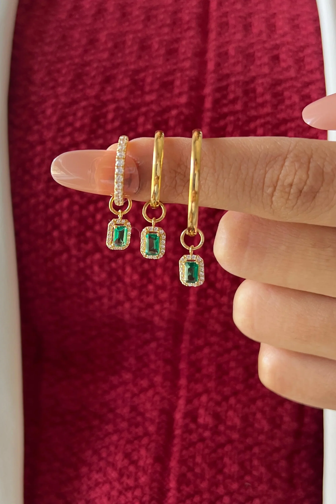 Emerald Halo Hoop Charm