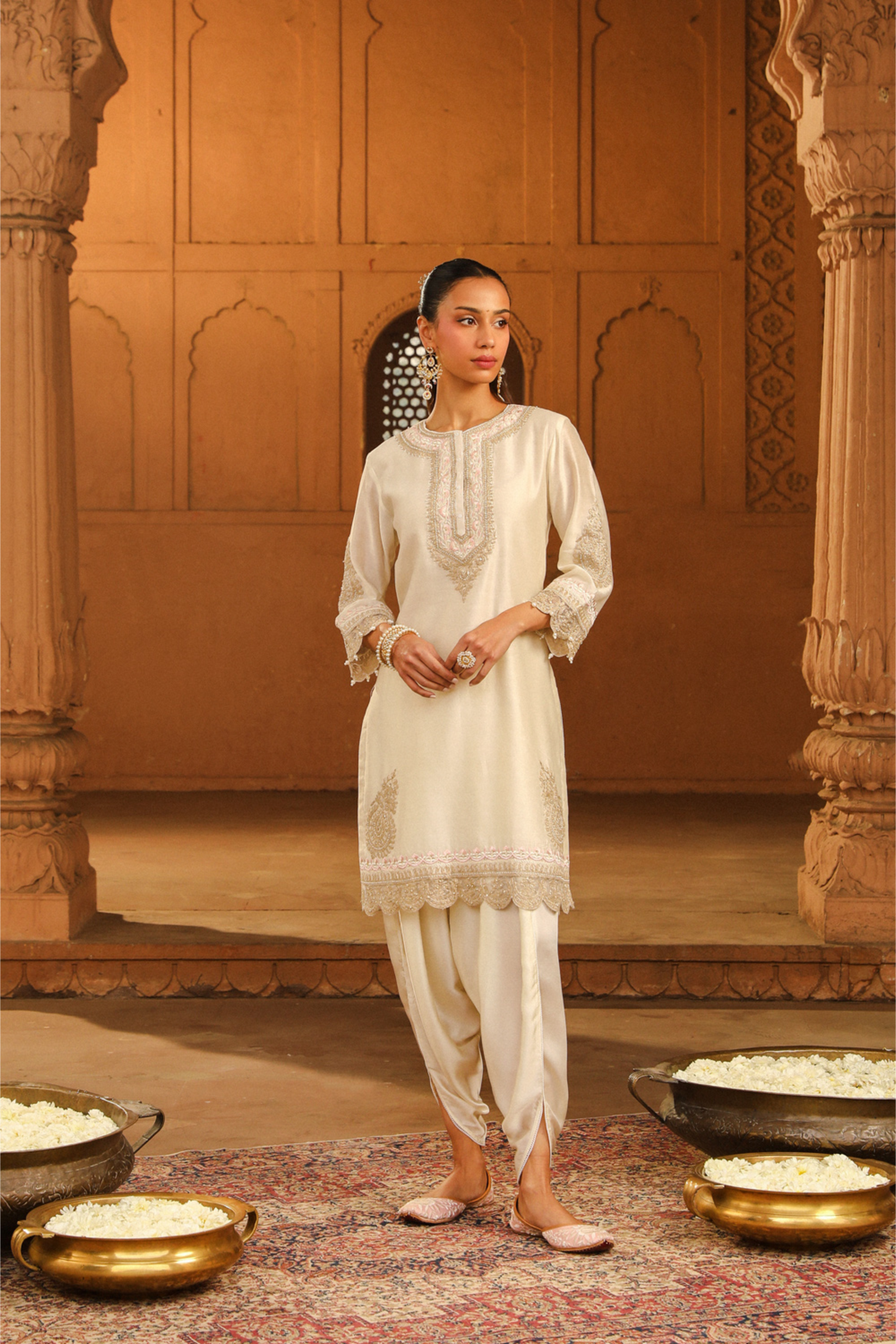 Anika Short kurta with dhoti - Daisy Ivory