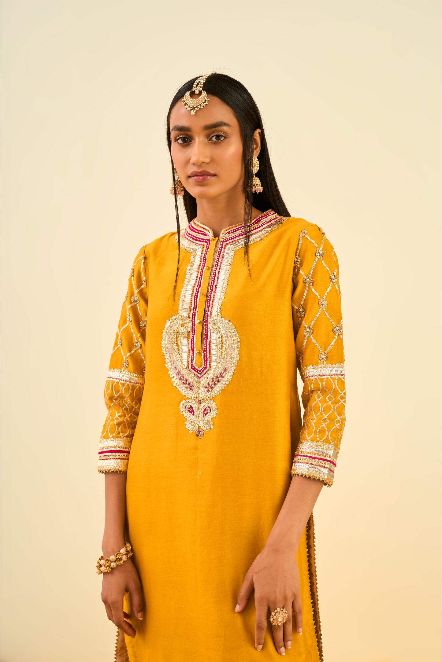 Aminah Kurta With Dhoti - Glaze Mustard