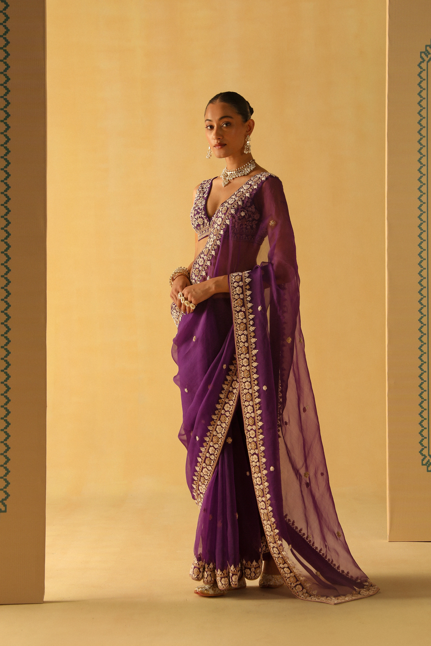 Hannah - Deep Purple Saree Set