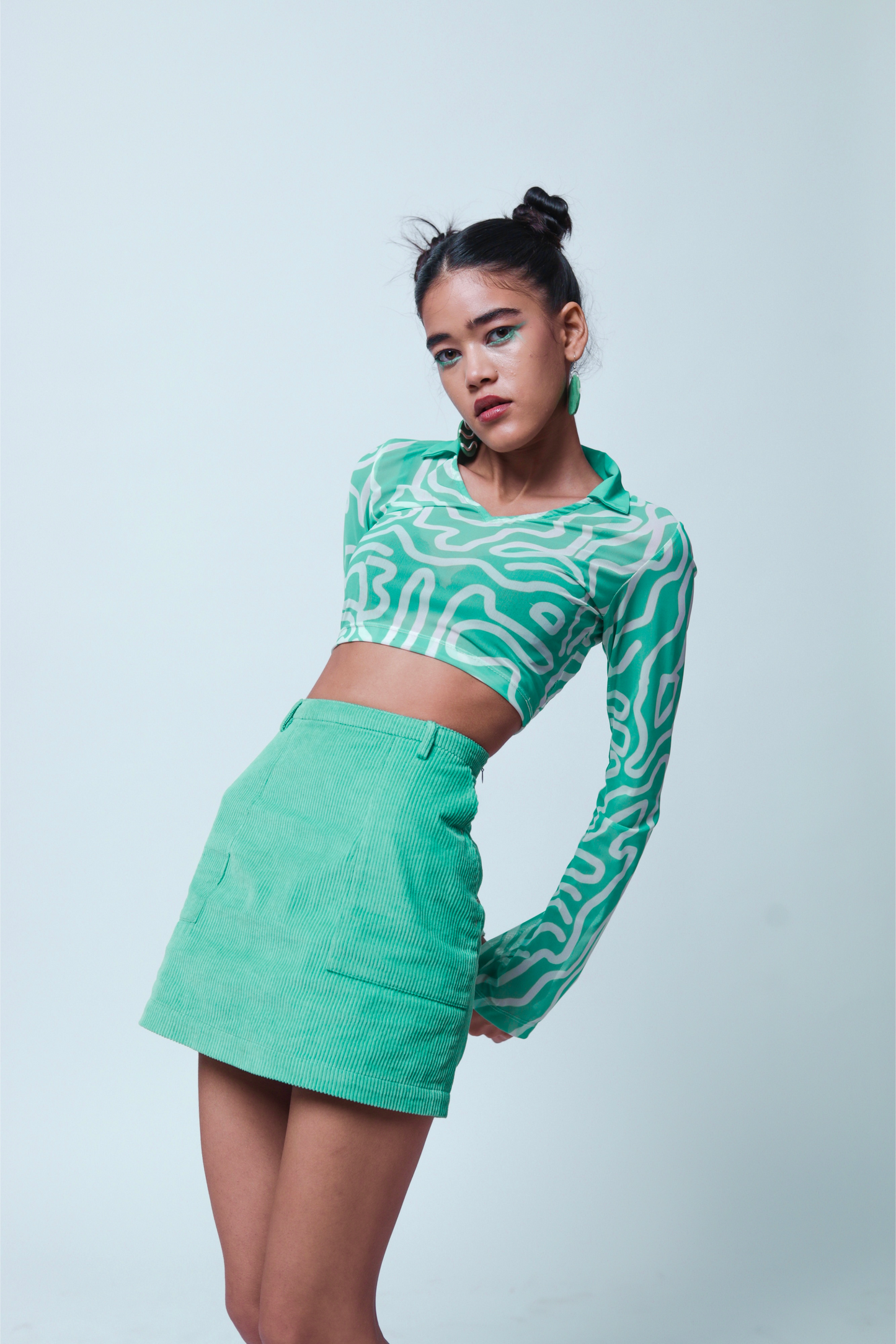 Toothpaste Top and Peppermint Skirt Co-ord Set