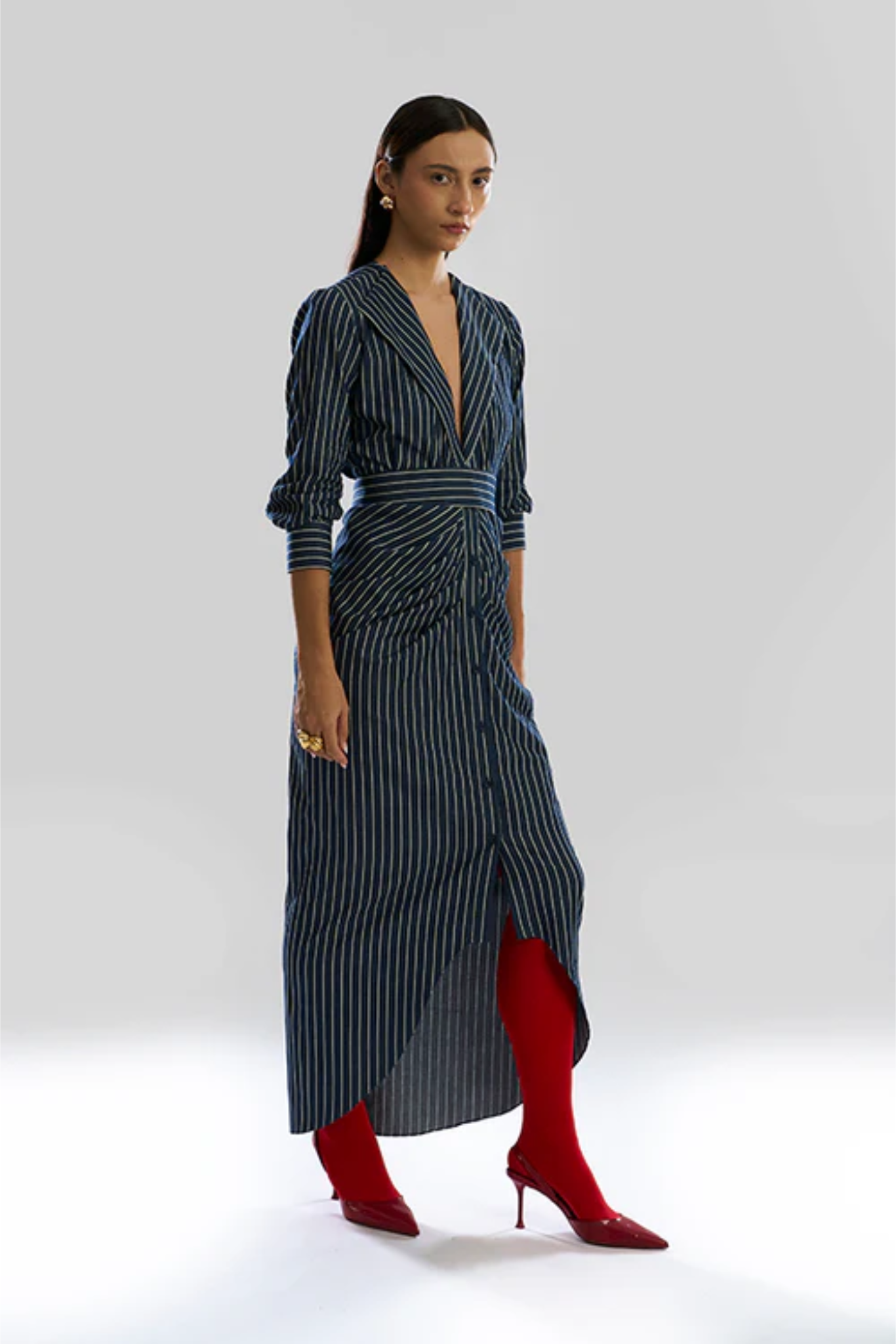 Offset Denim Stripe Dress