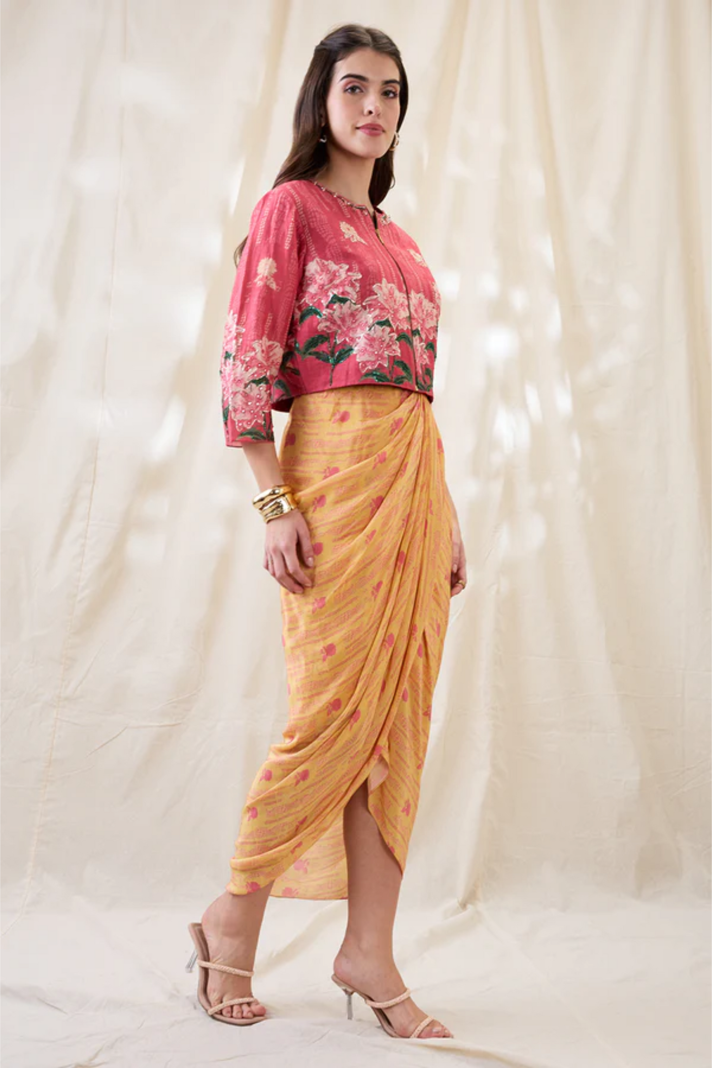 Ravya Embellished Drape Dress Set