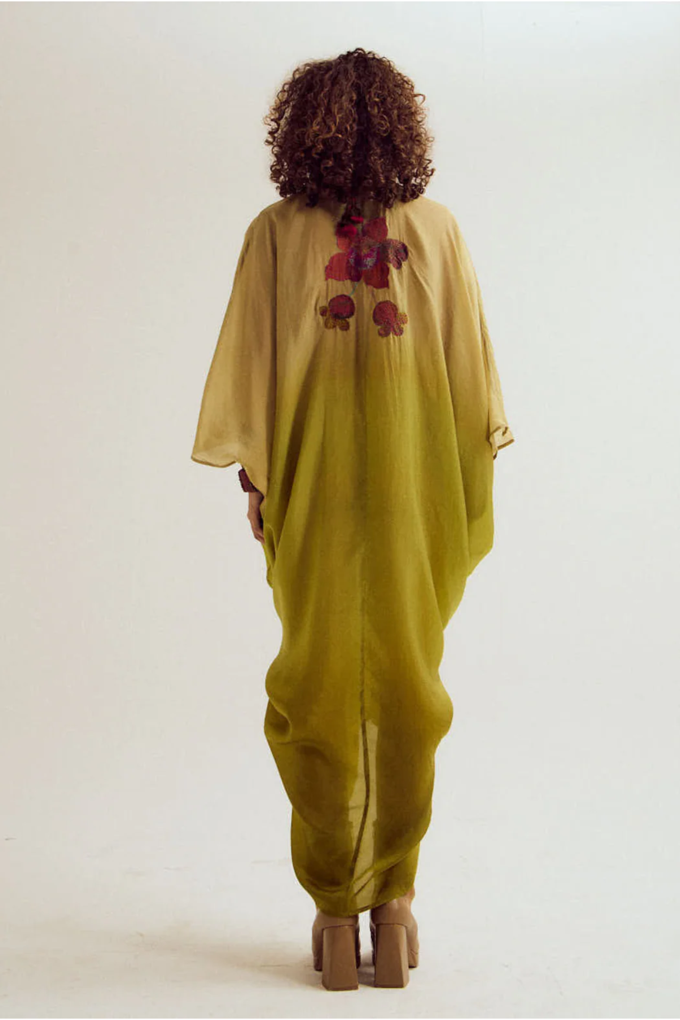Cherry blossom kaftan - Ecru/olive