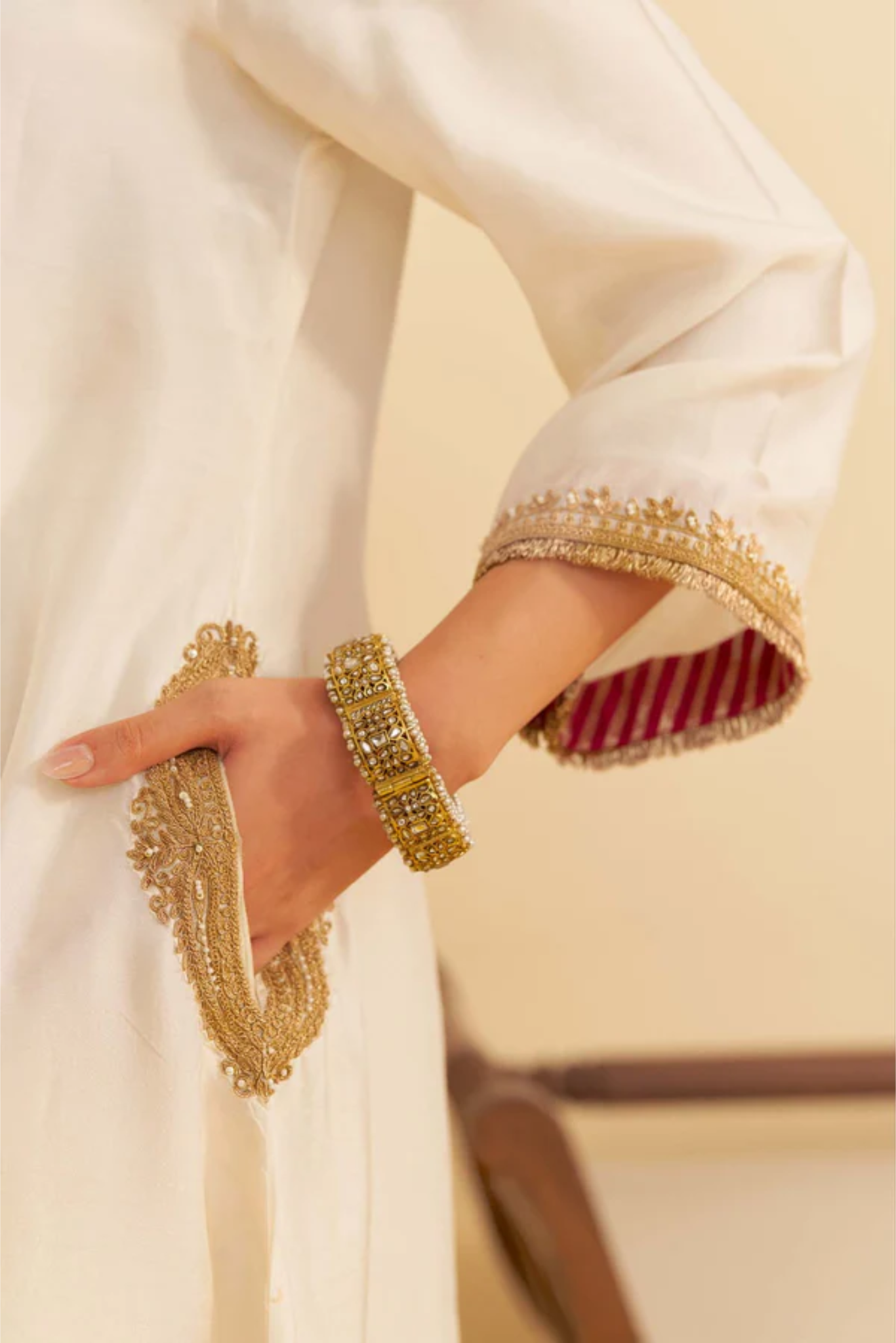 Amaya - Daisy Ivory Long Kaftan With Salwar and Dupatta