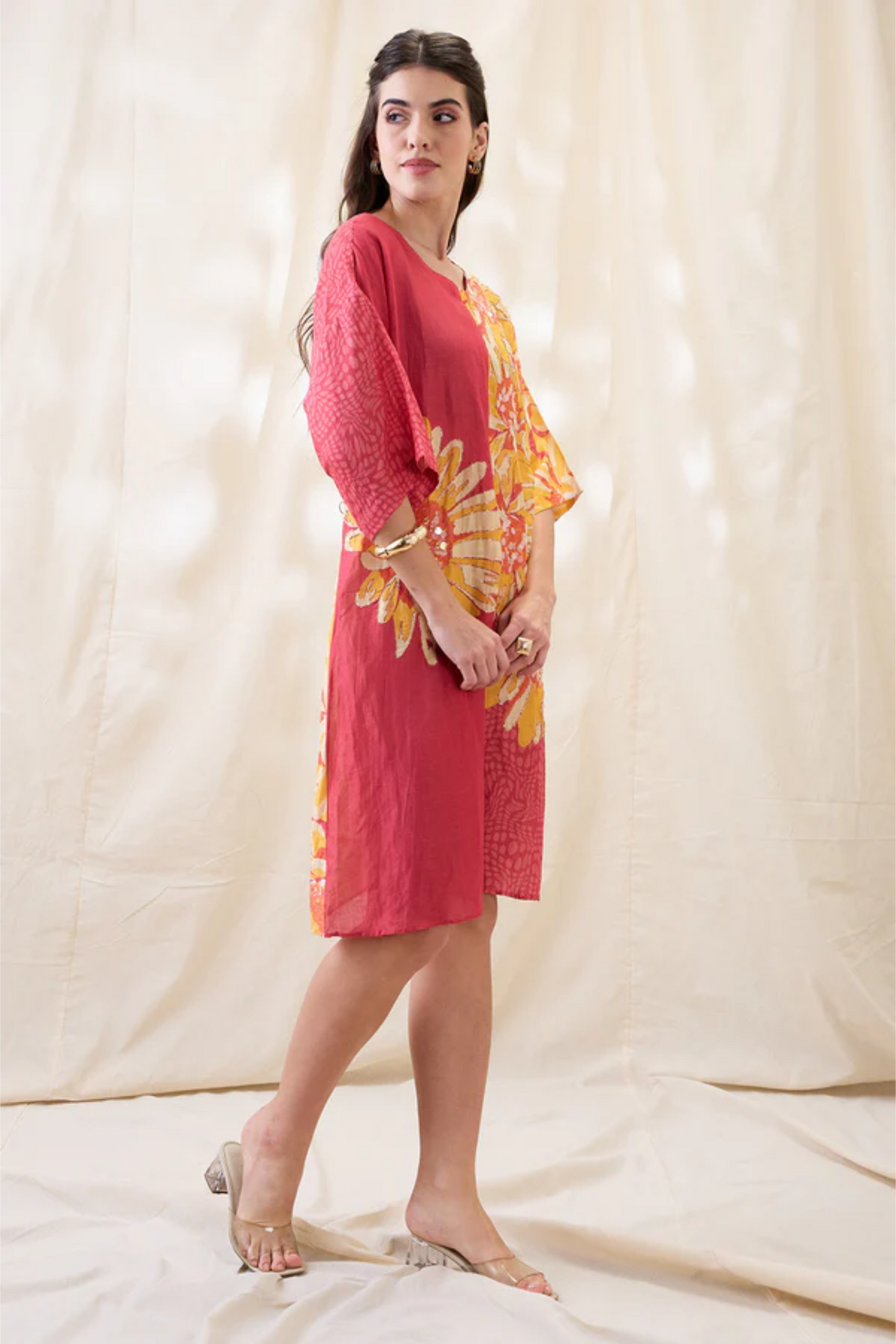 Ravya Embellished Boxy Dress (Pink)