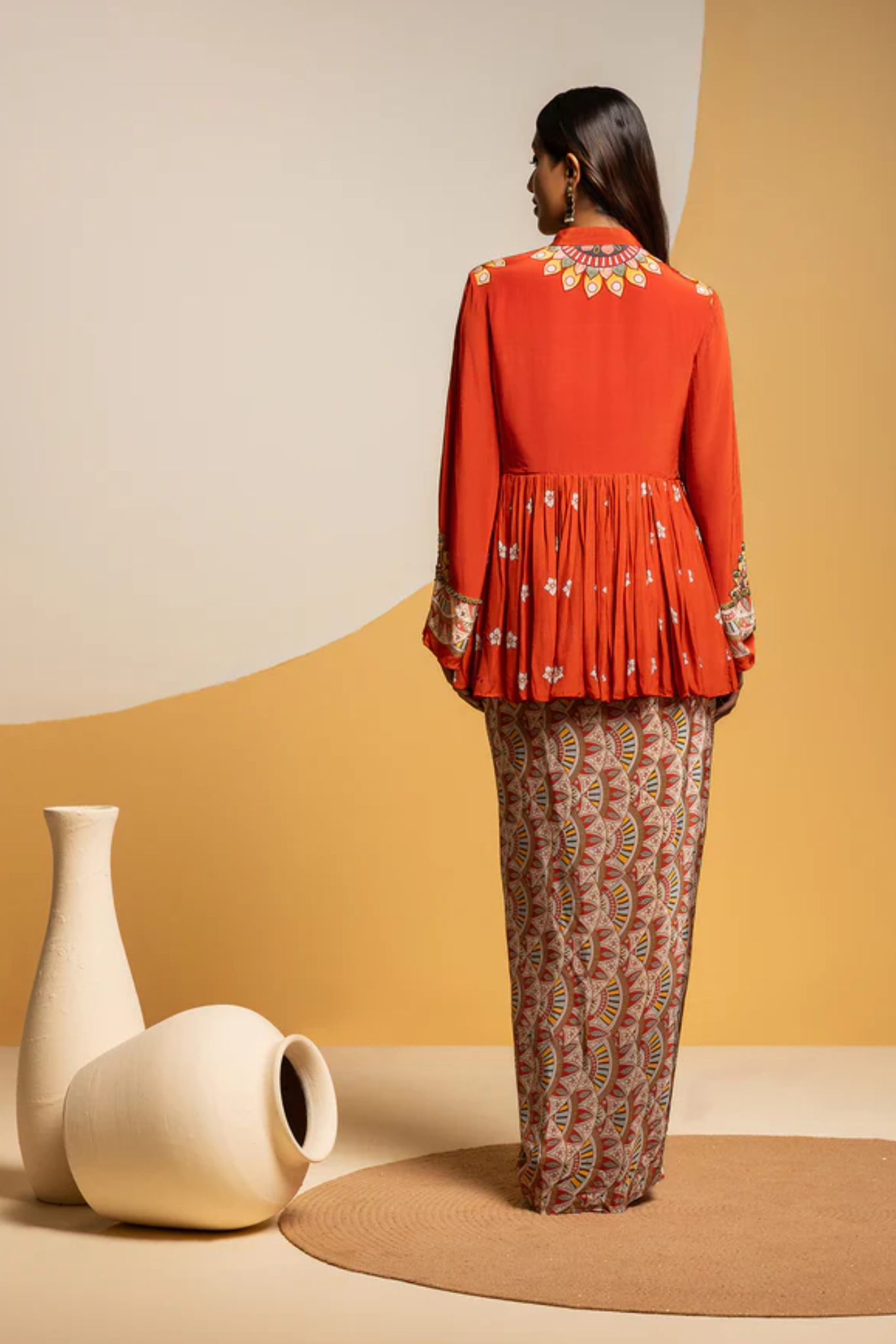 Taarani embellished drape skirt set