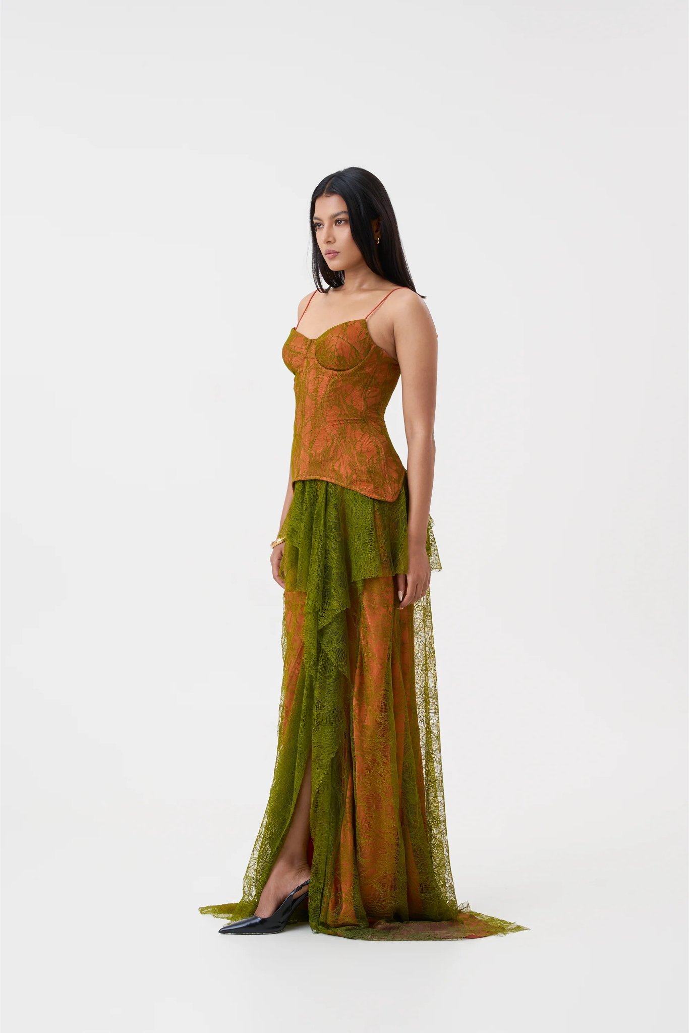 ALMA LACE CORSET TOP - BURNT ORANGE