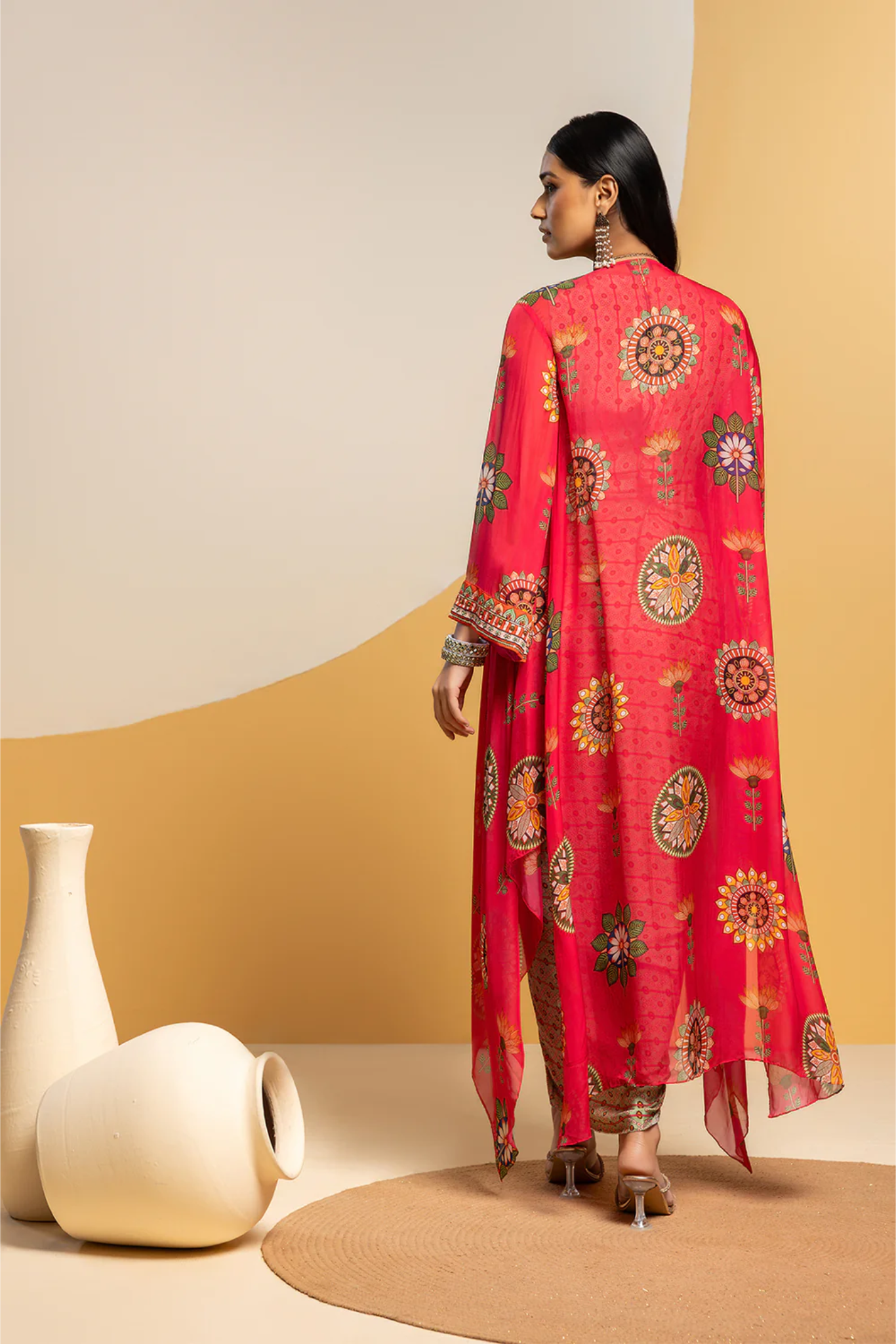 Taarani embellished drape dress set