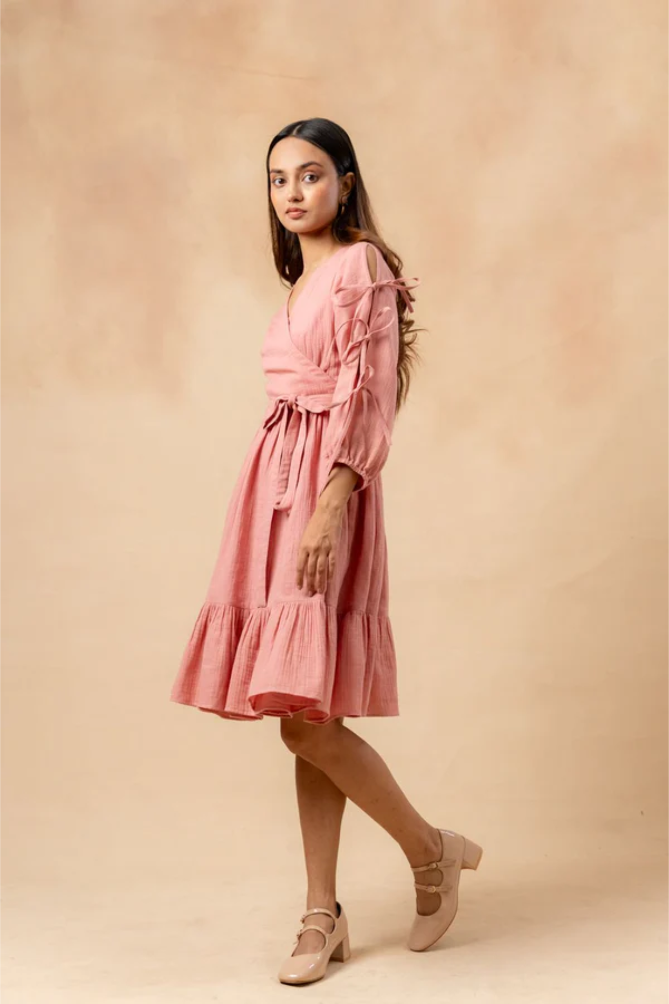 PETAL BELTED DRESS
