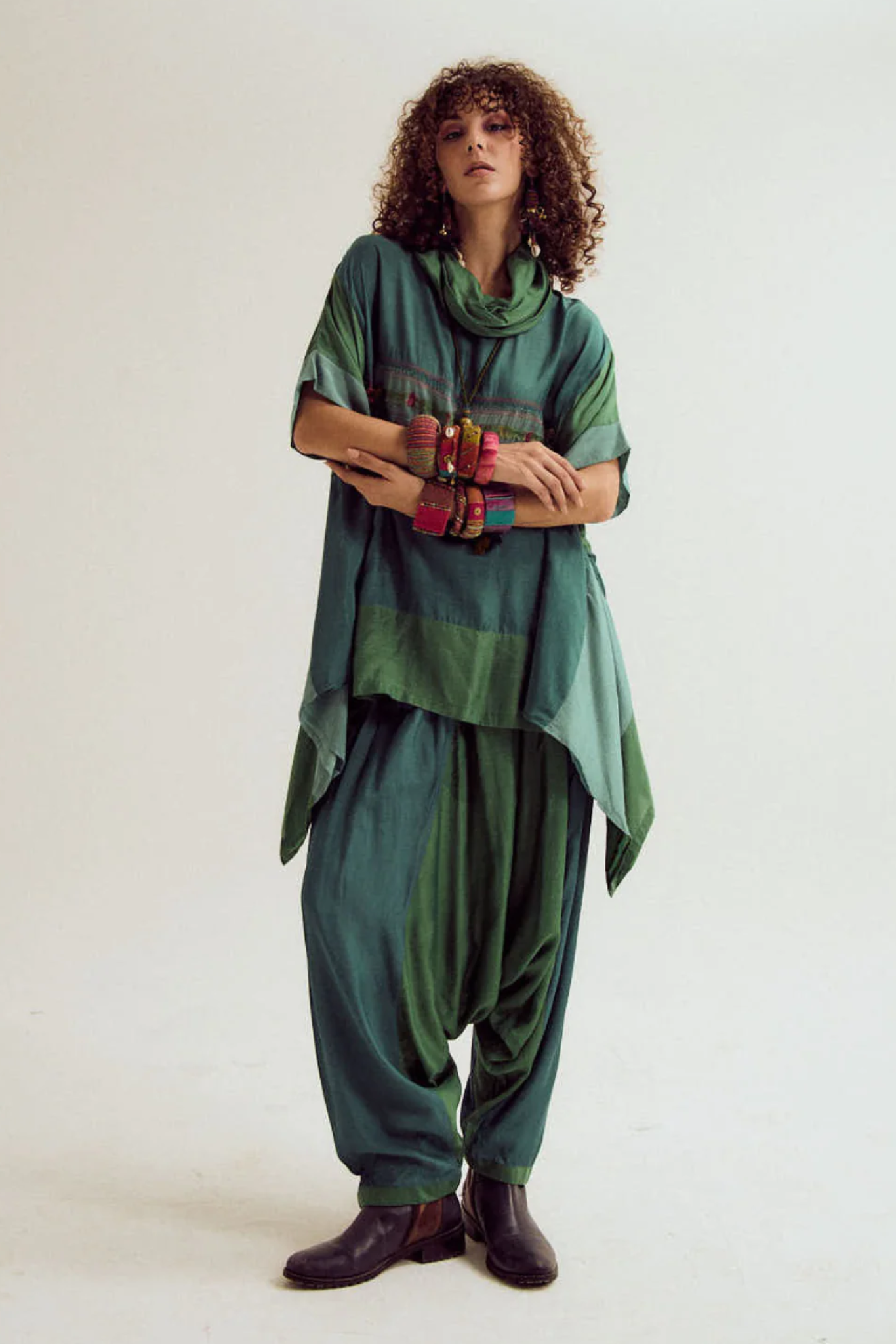Plumeria Co-ord Set - Teal/Sage