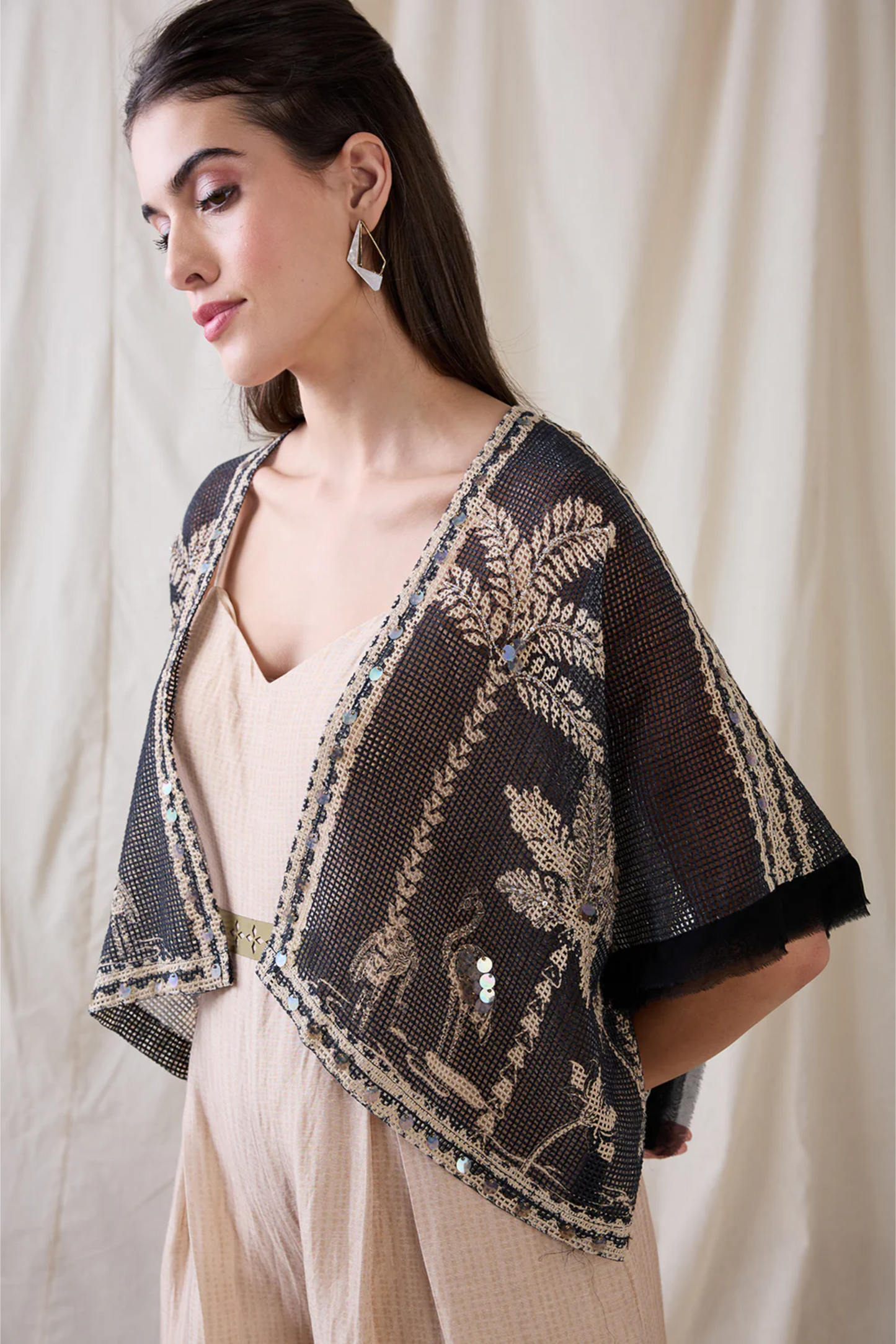 Noorani Printed Jumpsuit with Embroidered Jacket