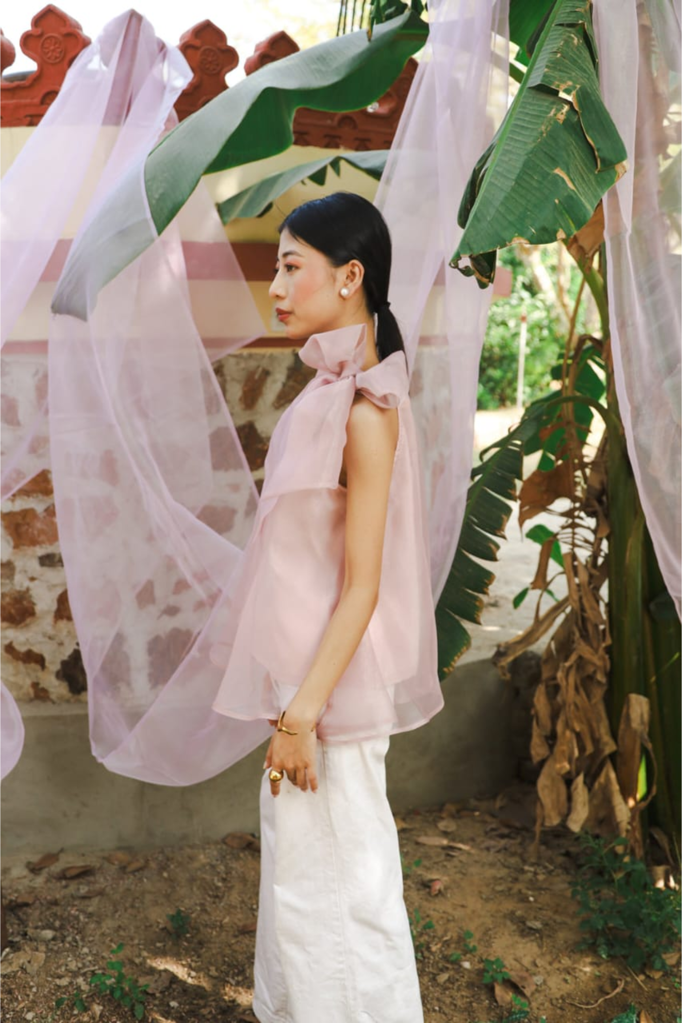 Organza Bow Blouse- Mauve