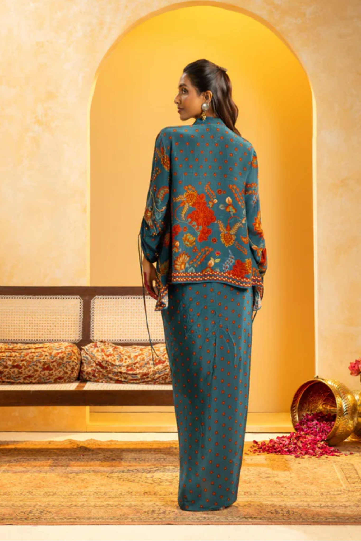 Rangtara embellished  drape skirt set