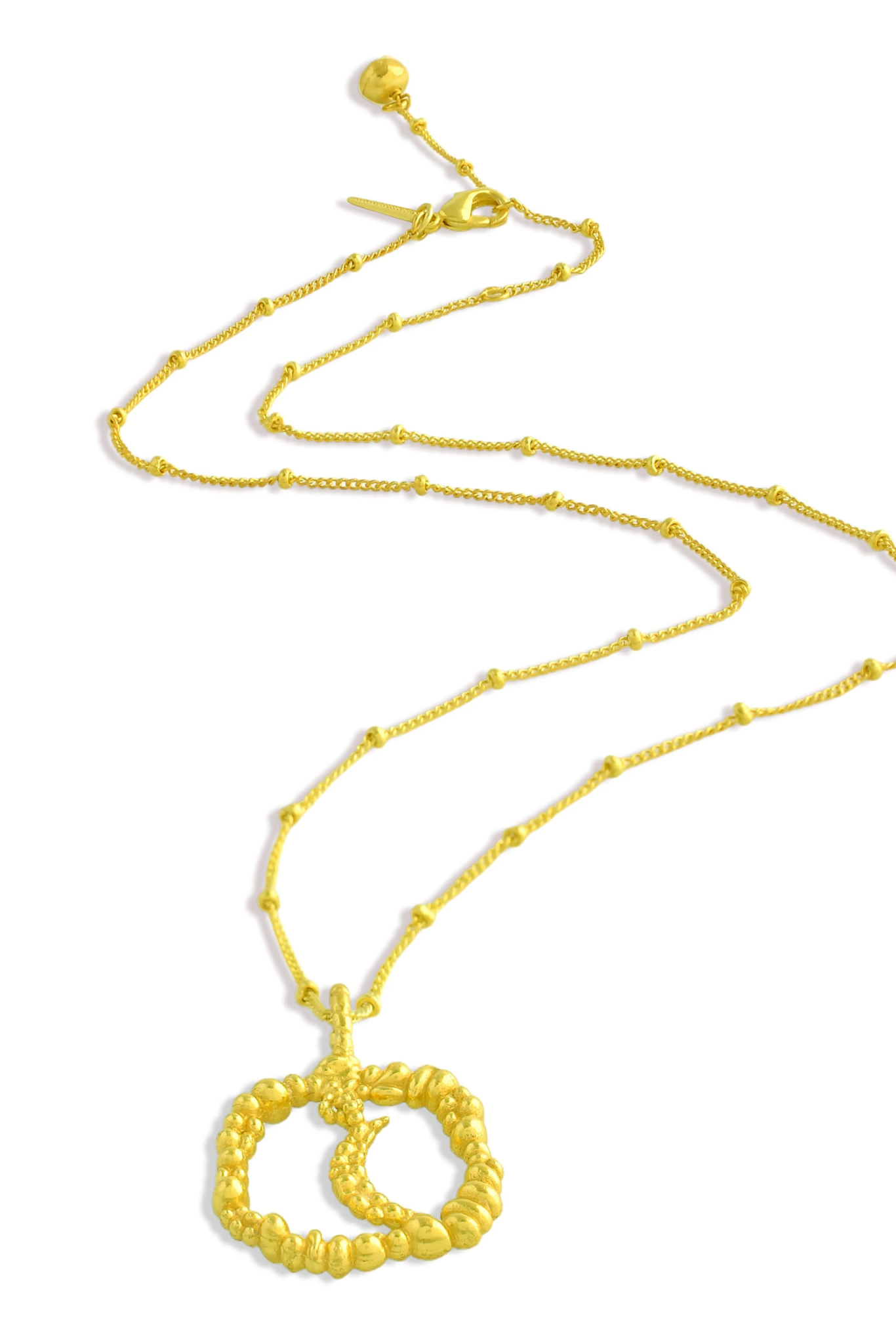 Granulated Moon Charm Necklace