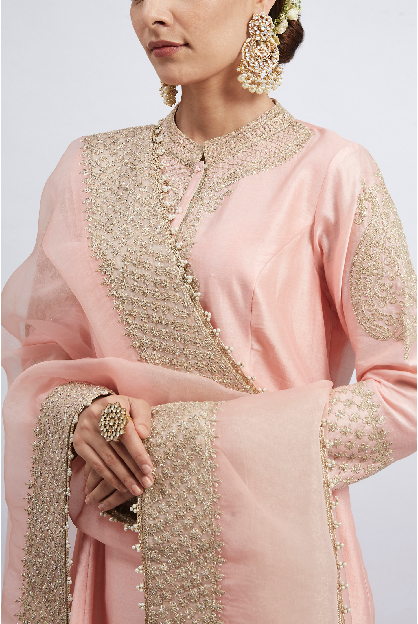 Rabhya Tilla Embroidered Kurta Set - Carnation Pink