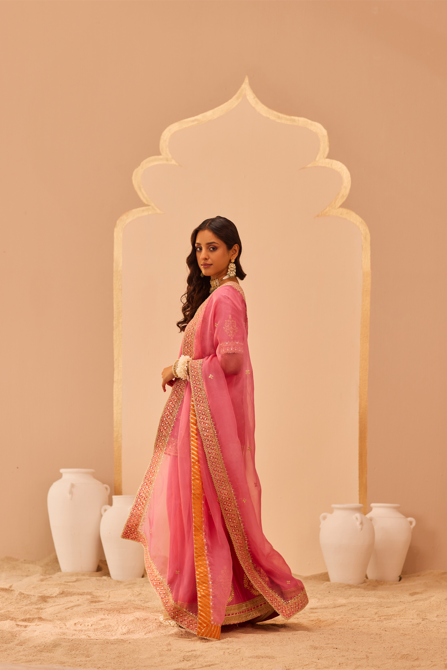 Faaiza Kurta Lehenga Set - Flamingo Pink