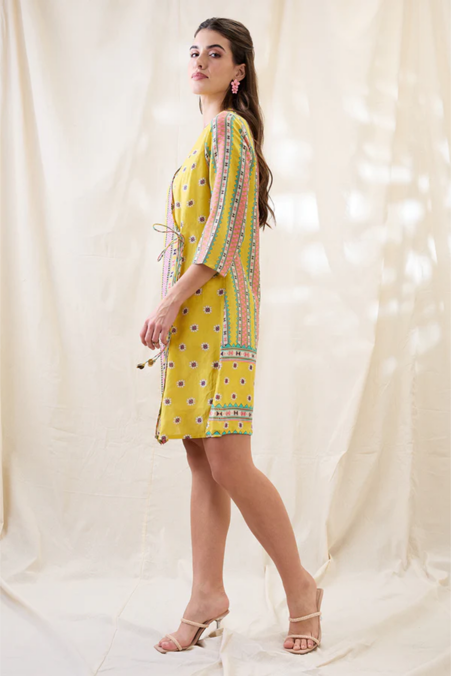 Nooma Printed Front Overlapped Dress