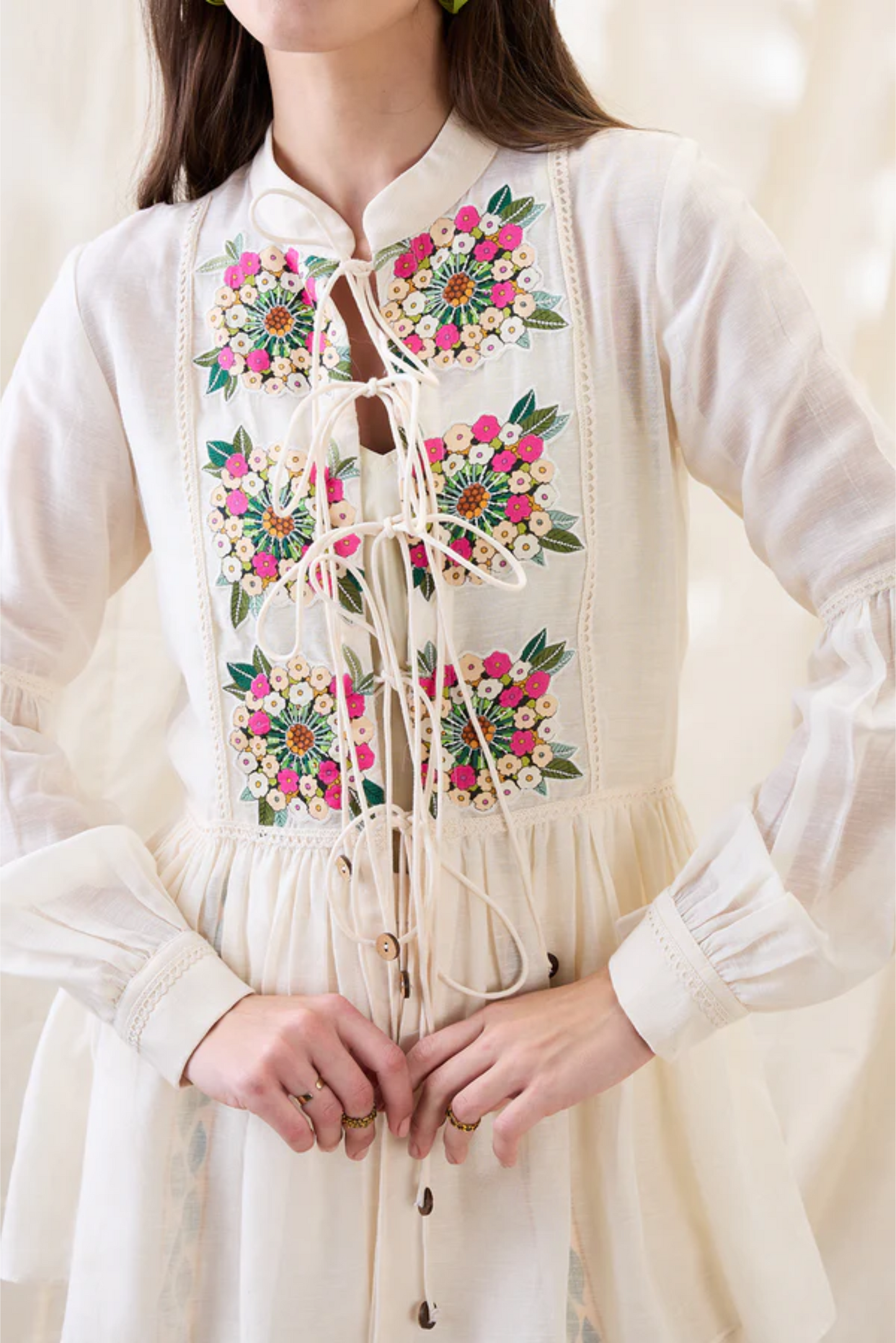 Gulzaar Appliqued Peplum Top with Palazzos