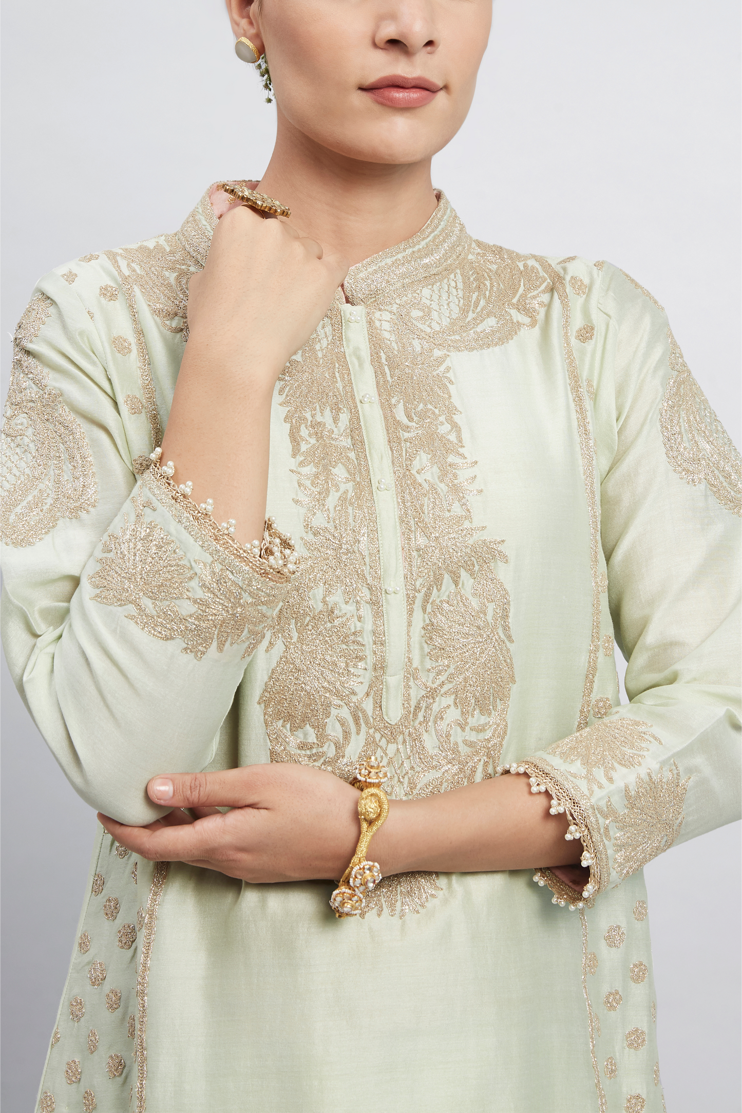 Aabish Embroidered Kurta Set - Mint Green