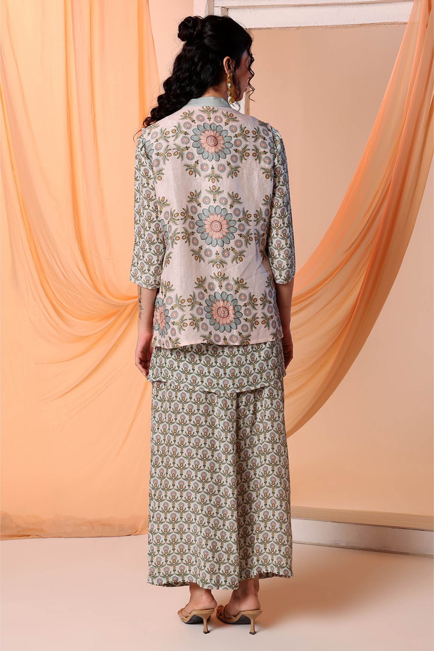 Eraya Printed Kurta Set with Embellished Jacket