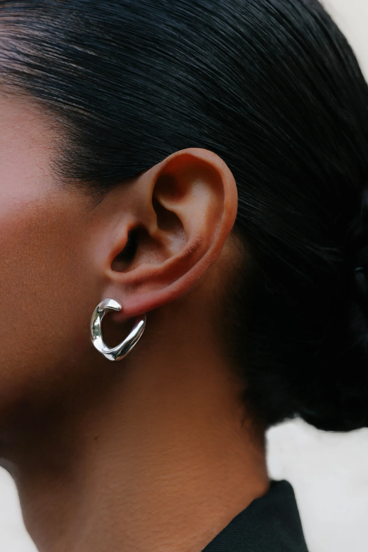 Squircle Orange Peel Stud In Sterling Silver