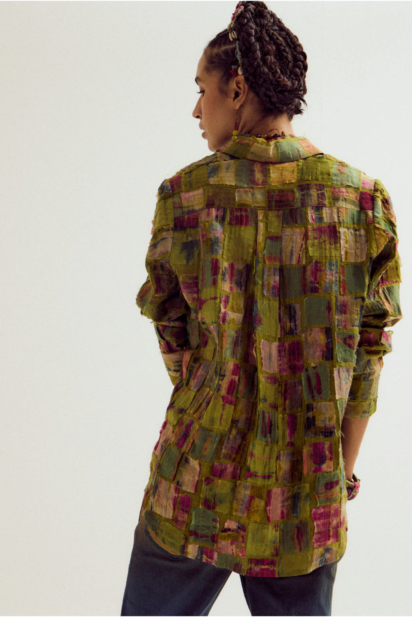 Cosmos Patchwork Shirt- Green