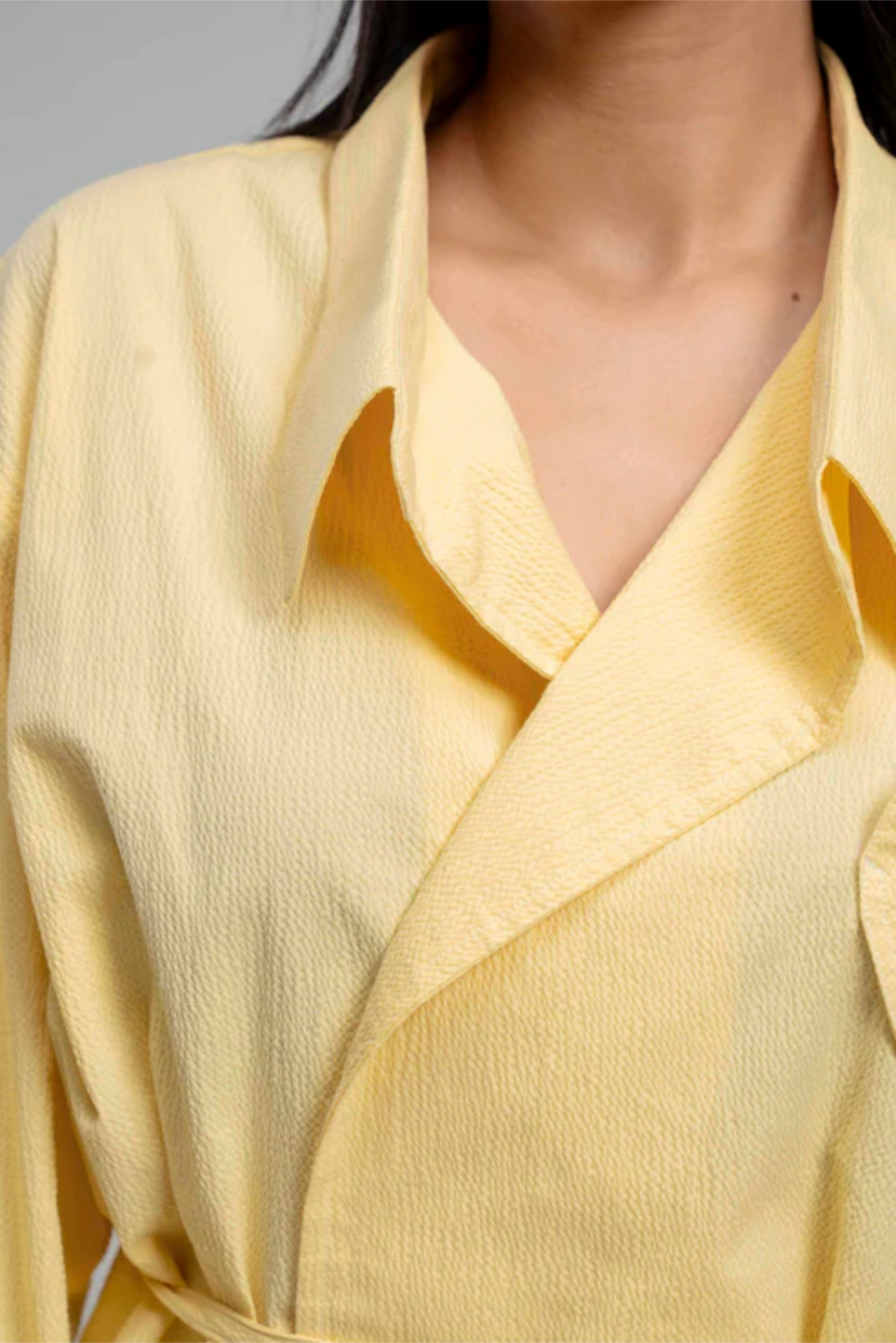 Textured butter yellow shirt