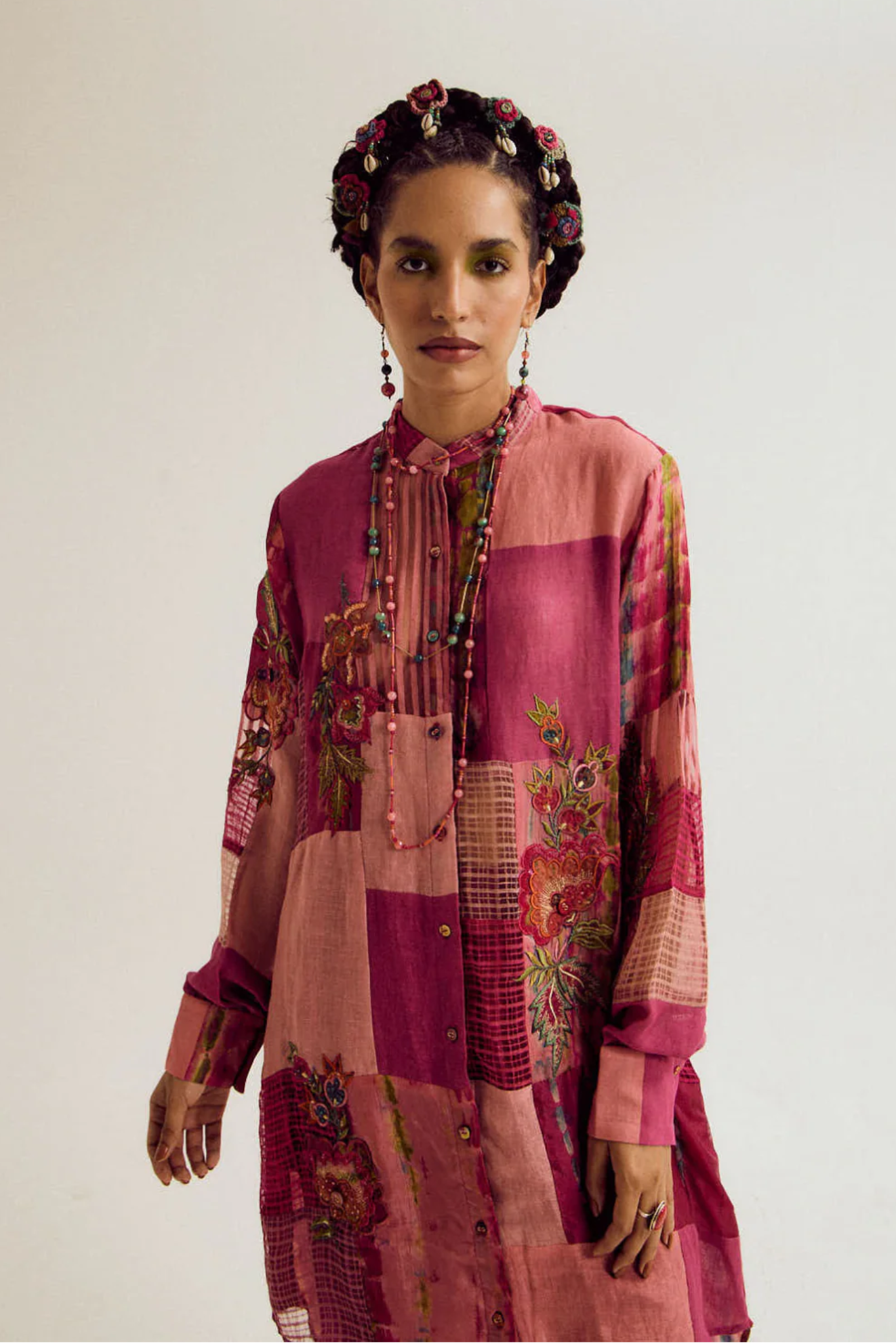 Shrub Rose Patchwork Co-ord set- Fuchsia / Peach