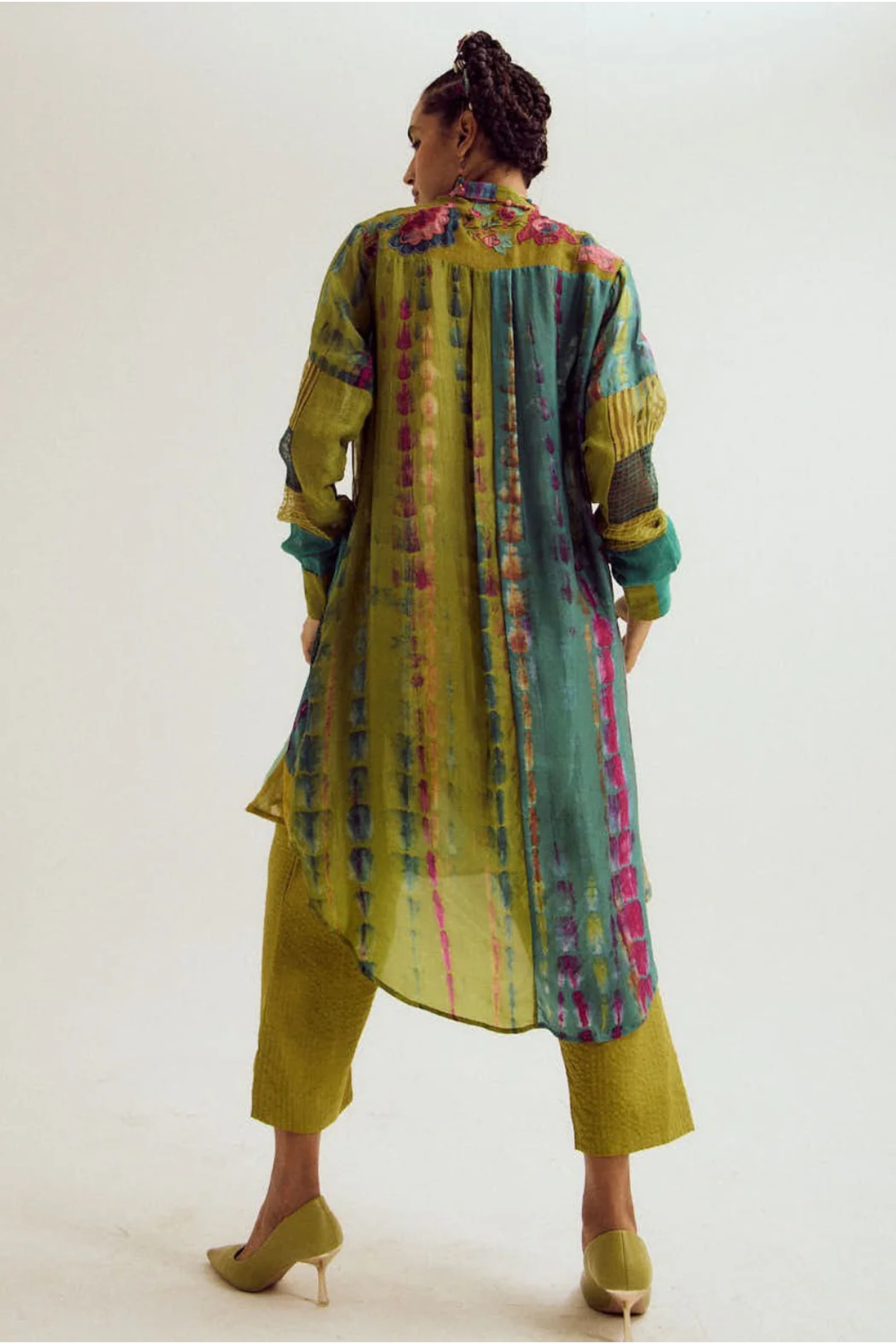 Shrub Rose Patchwork Co-ord Set- Turq / Green