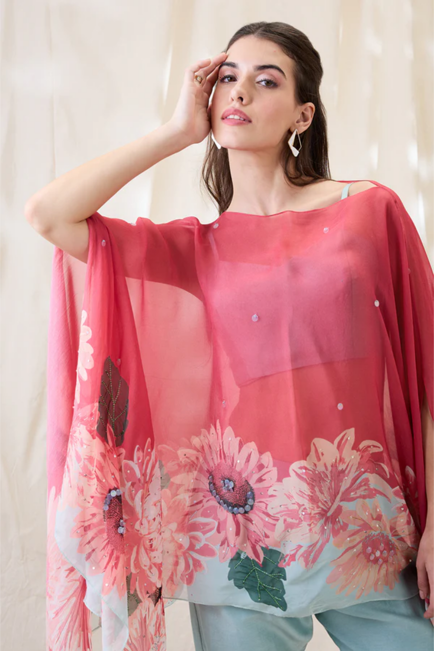 Ravya Co-ord Set with Embellished Cape