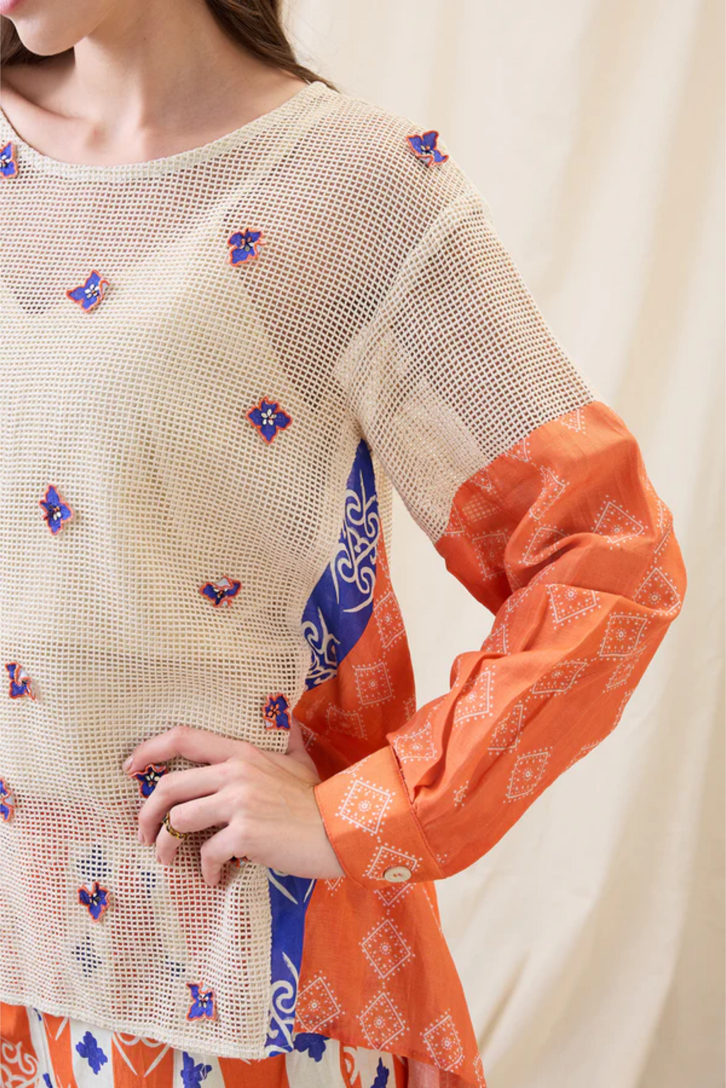 Kitchra Appliqued Co-ord Set (Orange)