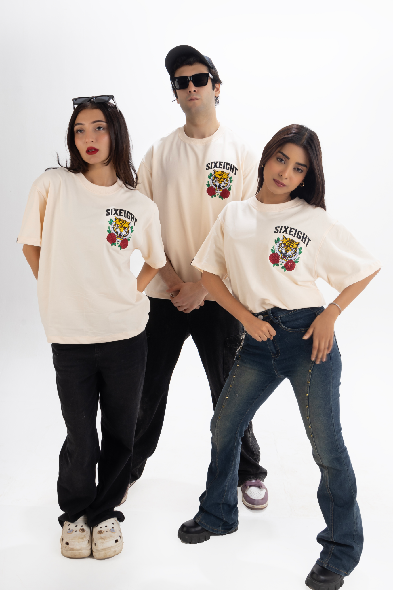 Roze Claw Cream French Terry Cotton T-Shirt