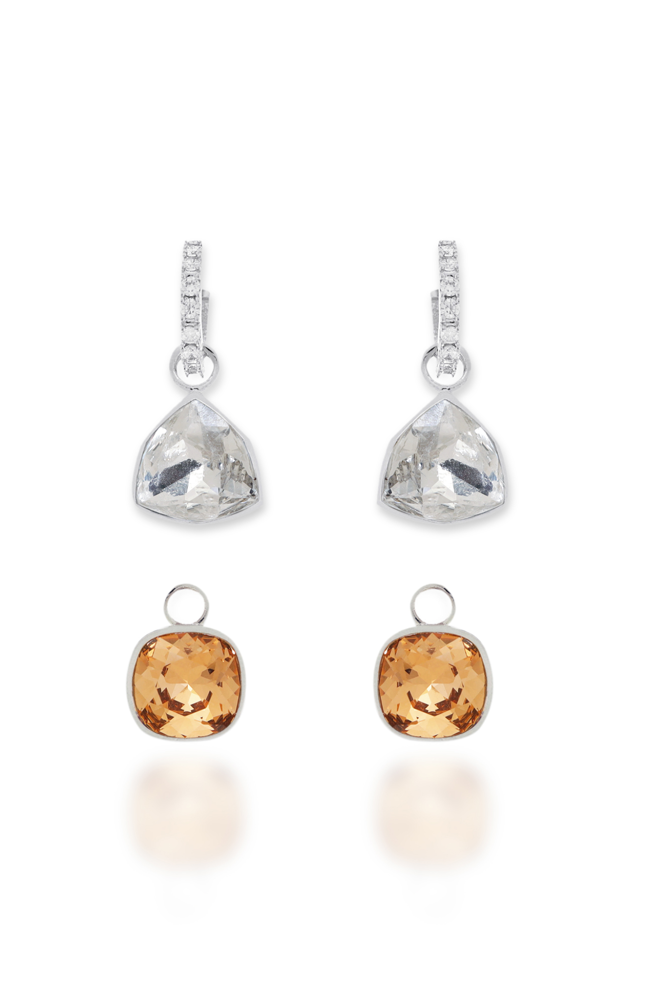 The Shift Earrings - Golden and Crystal