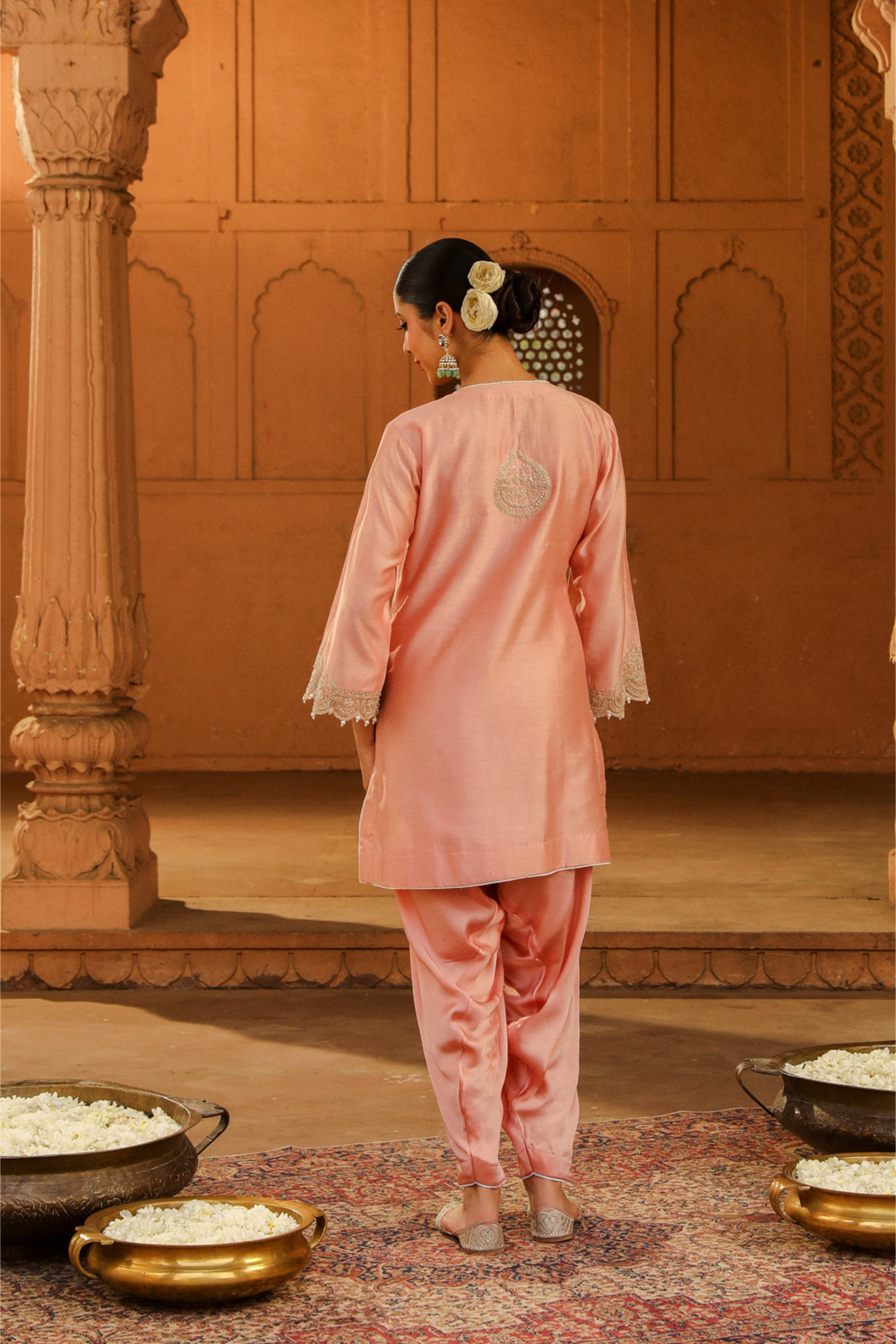 Arisa Short kurta with salwar - Off Rose