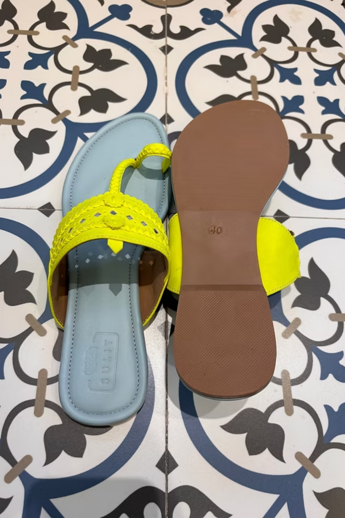 Sky Blue and Neon Yellow Flats